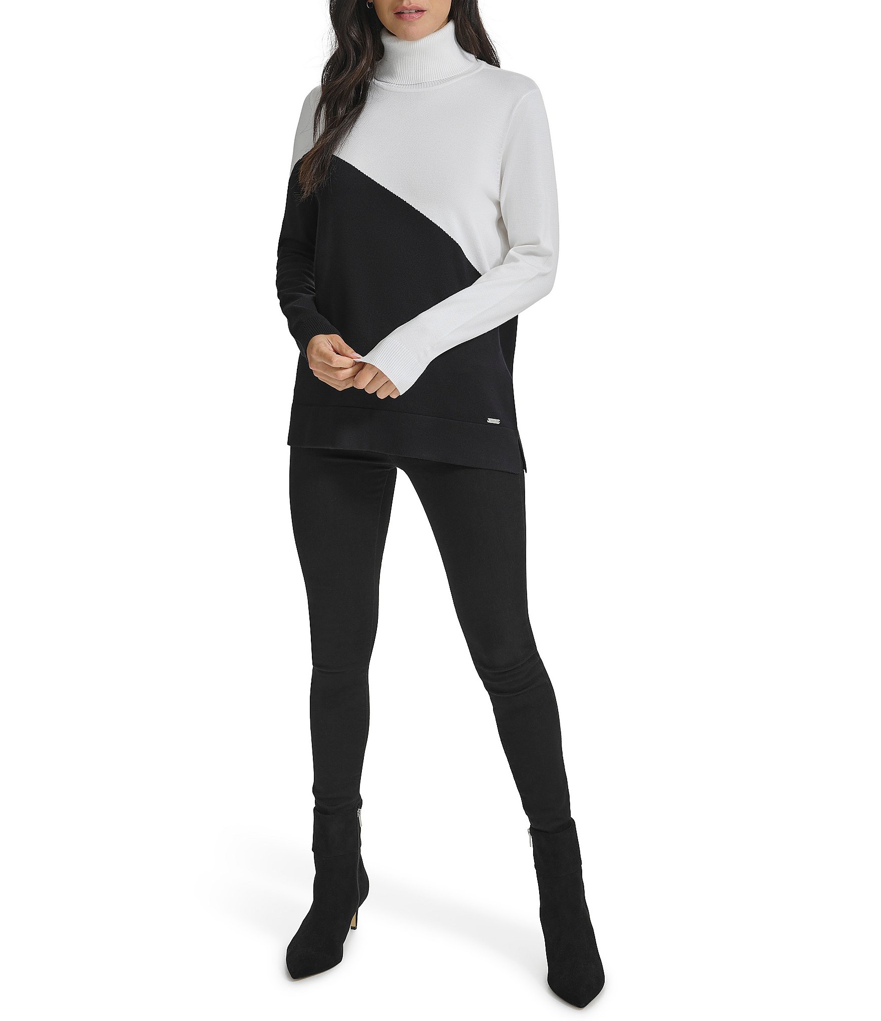 Calvin klein colorblock turtleneck sweater hotsell
