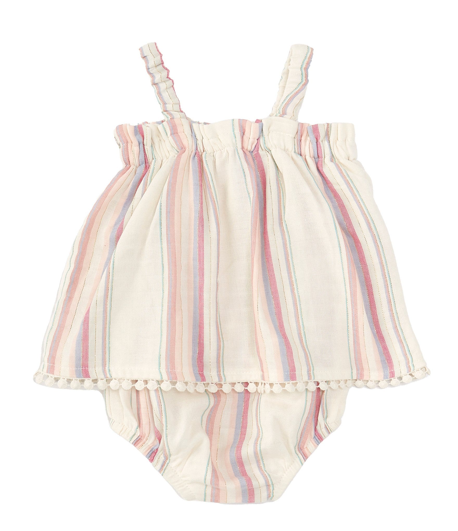 Calvin Klein Baby Girls Newborn-9 Months Sleeveless Lurex-Striped Skirted Bubble