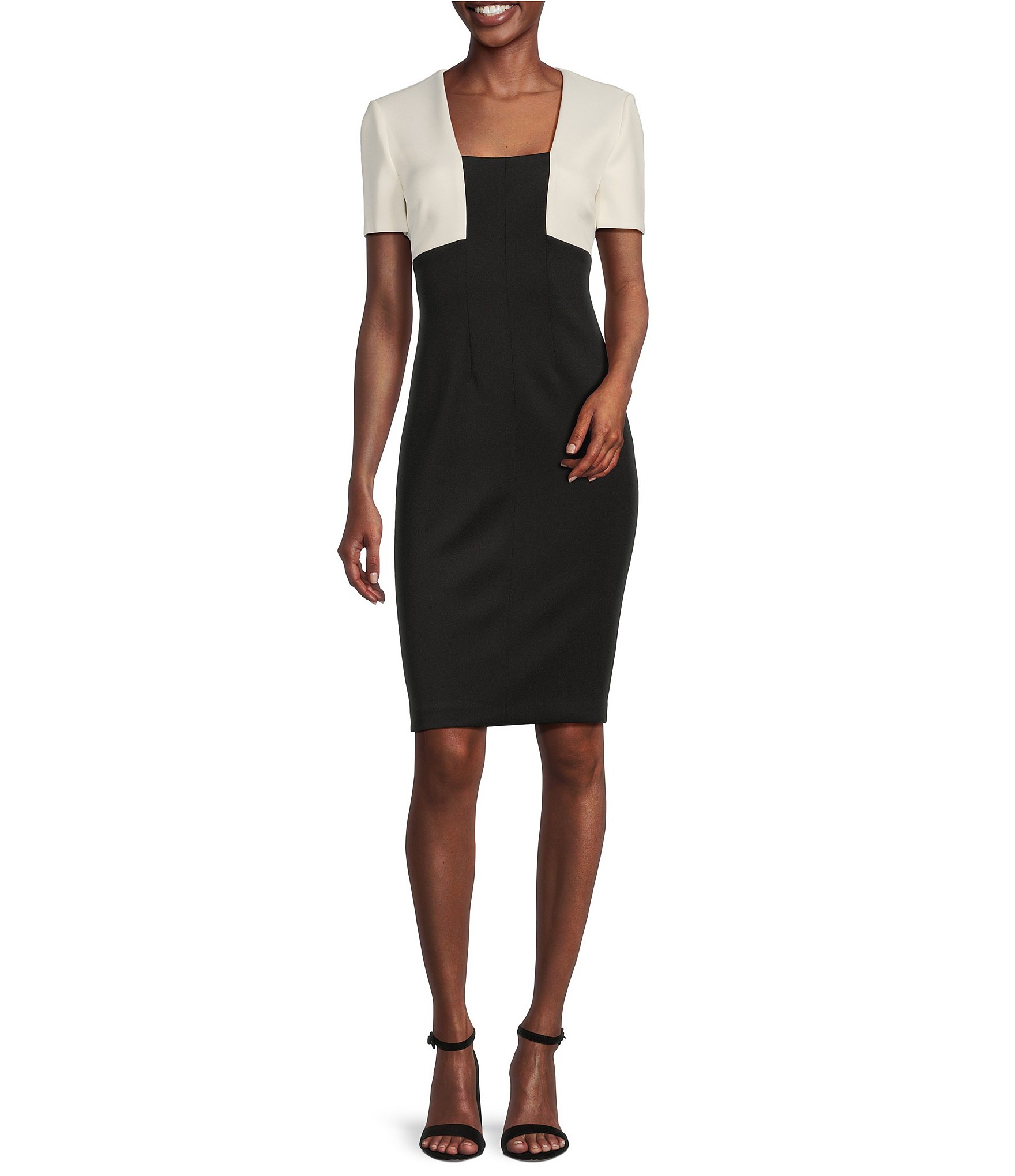 Calvin Klein Colorblocked Square Neck Sheath Dress | Dillard's