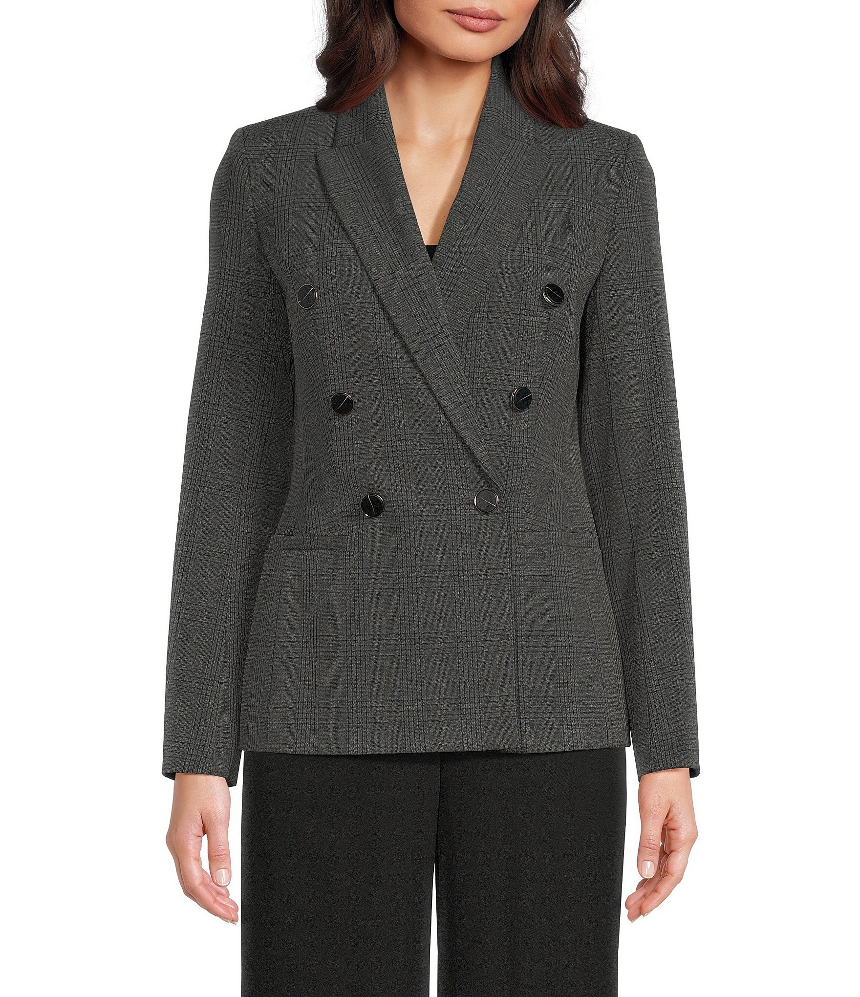 Calvin Klein Coordinating Double Breasted Notch Lapel Neck Long Sleeve Blazer