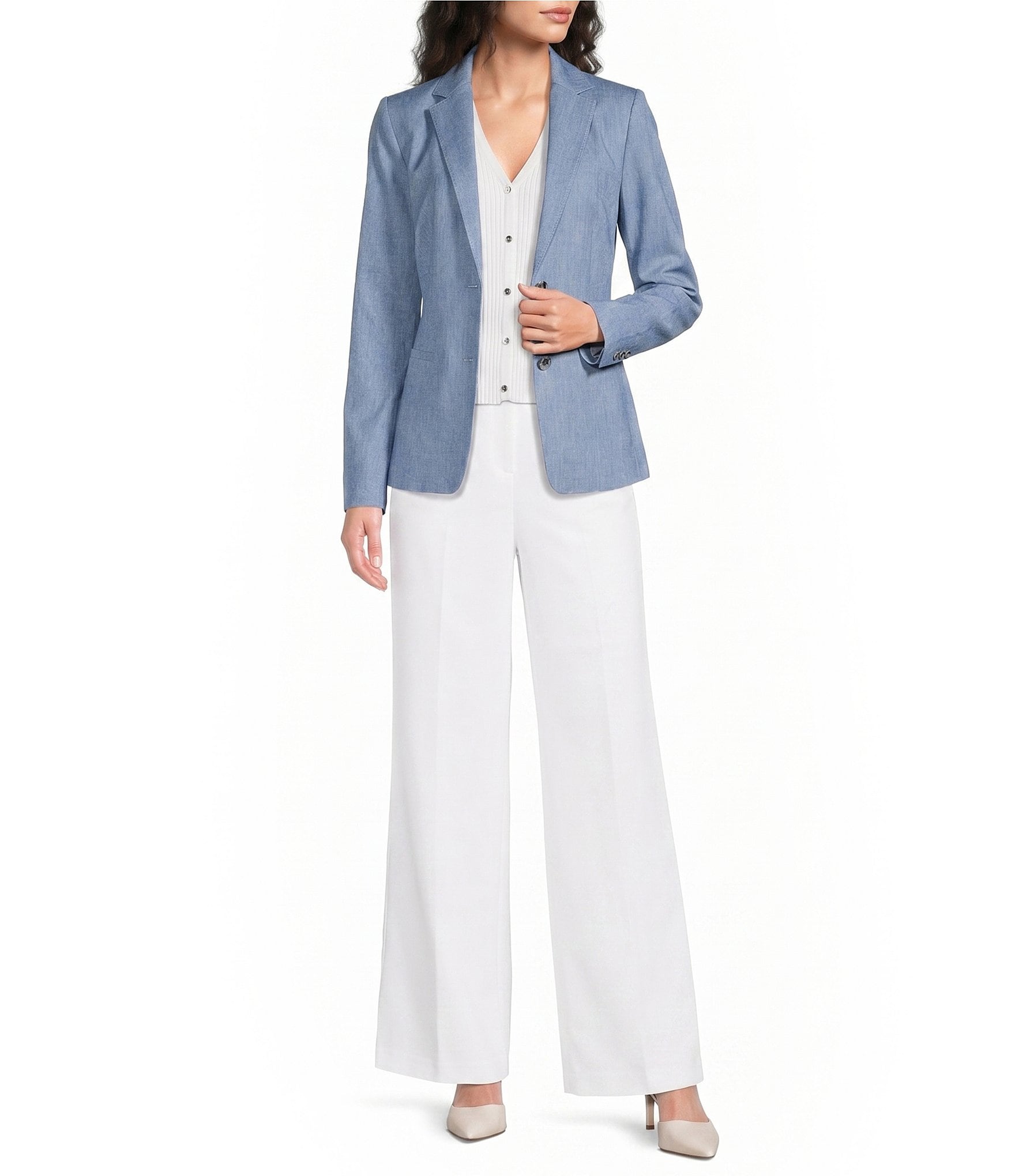 Calvin Klein Coordinating Indigo Twill Peak Lapel 2 Button Jacket