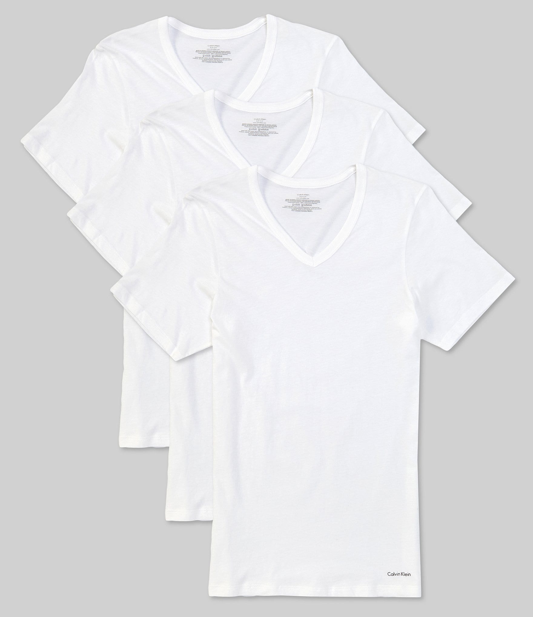 Calvin Klein Cotton Classic Slim Fit Solid V-Neck T-Shirts 3-Pack ...