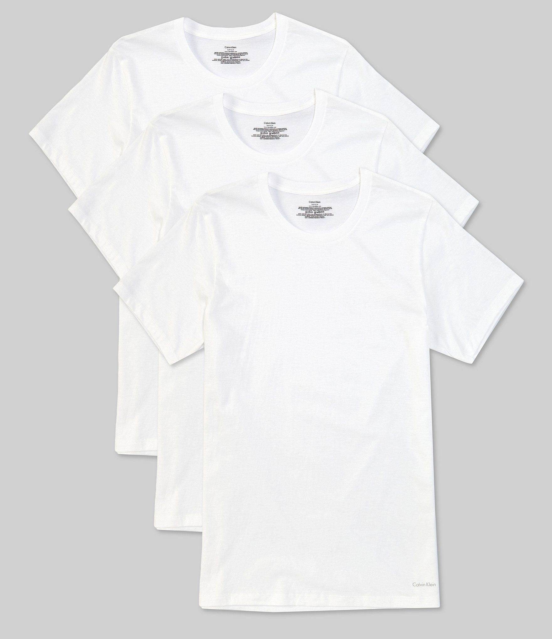 Calvin Klein Cotton Classics Solid 3-Pack T-Shirts Dillard\'s Crew Neck 