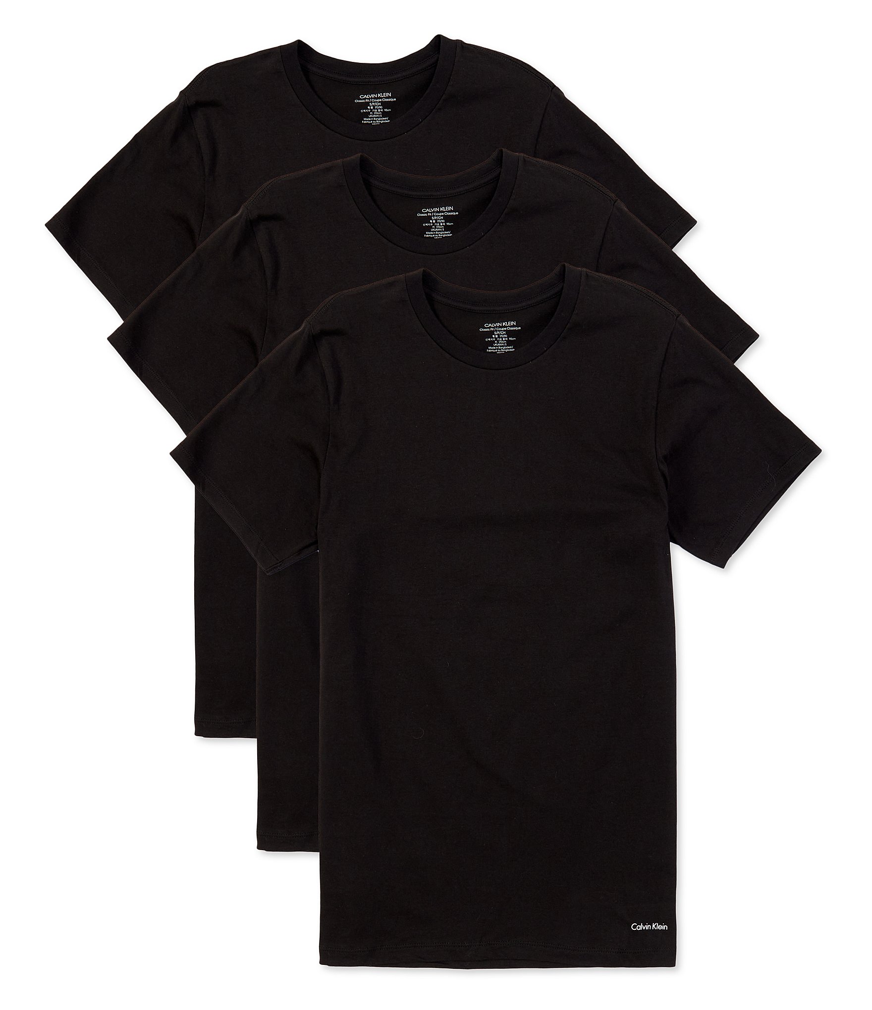 Calvin Klein Cotton Classics Solid Crew Neck Undershirts 3-Pack