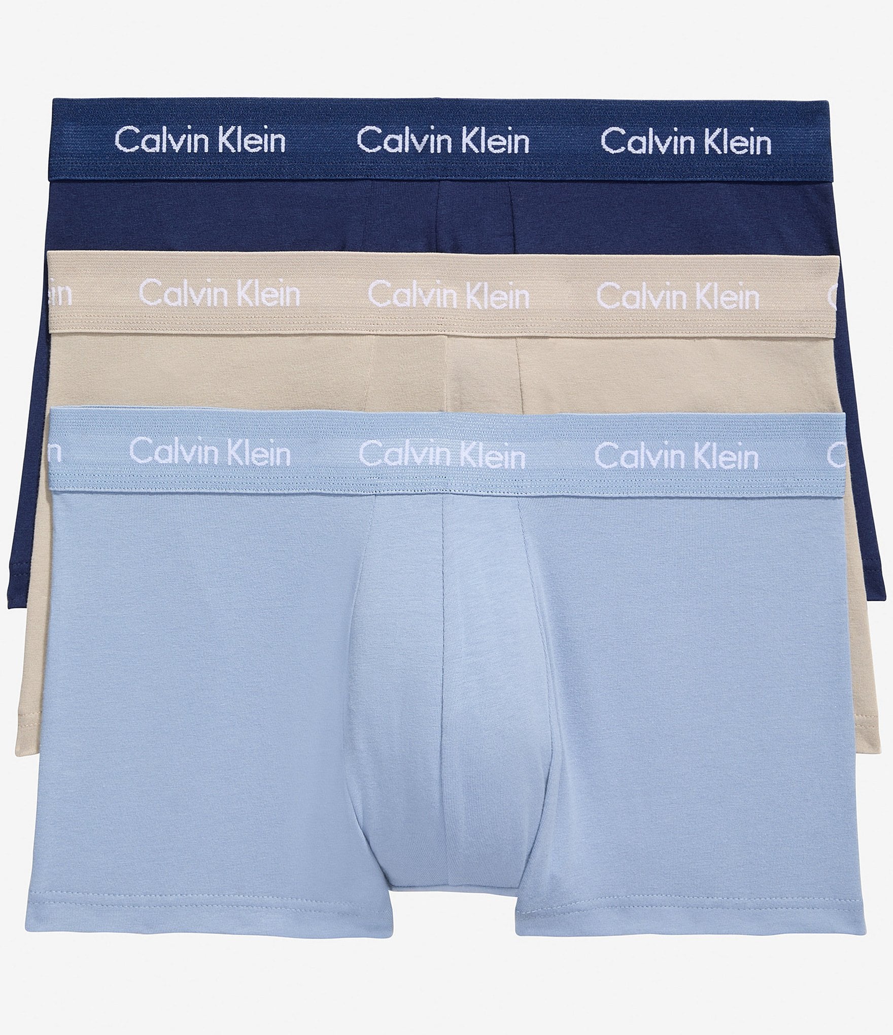 Calvin Klein Low-Rise Cotton Stretch Solid Trunks 3-Pack