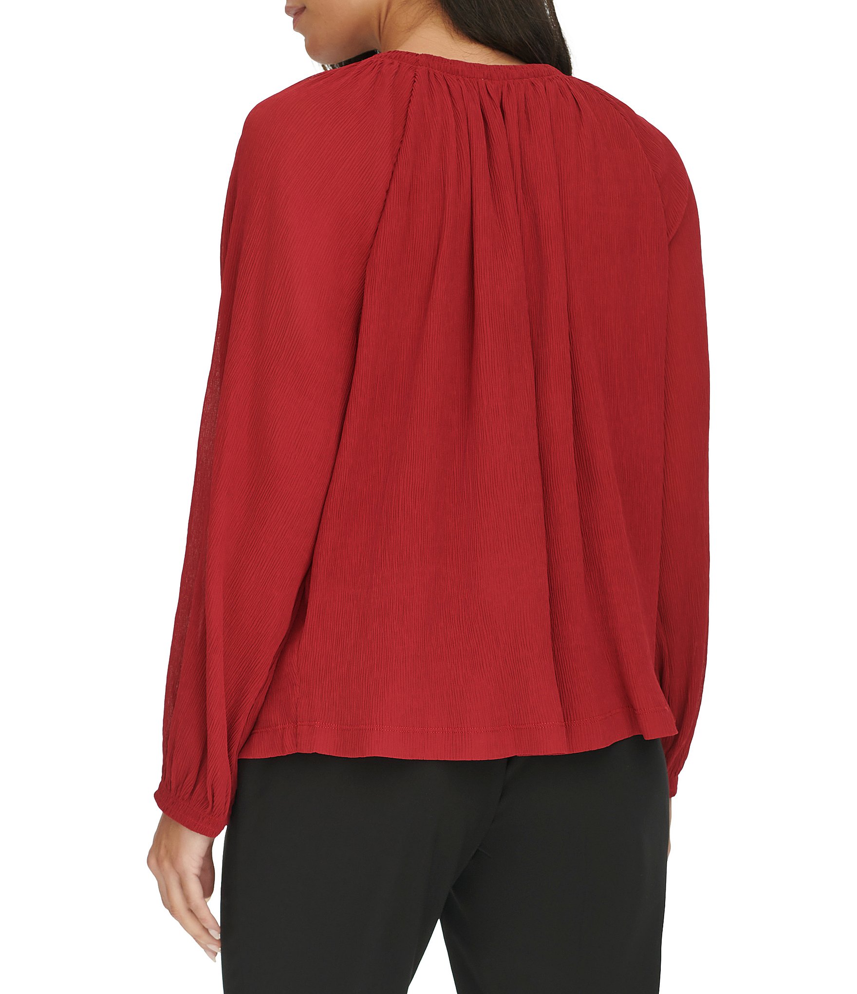 Calvin Klein Crew Neck Long Sleeves Pleated Top