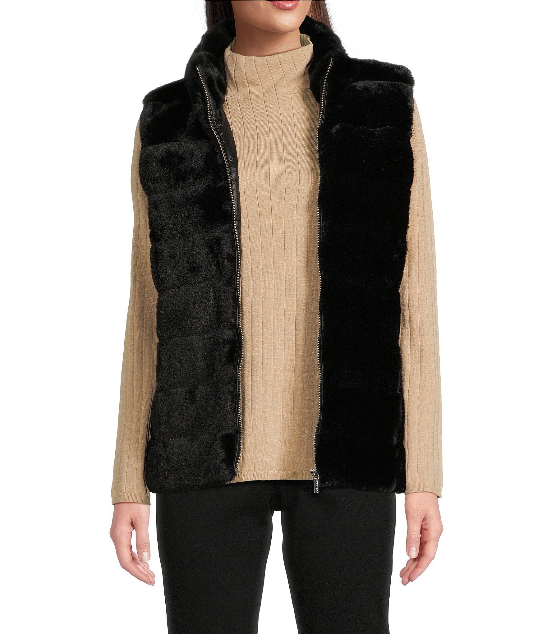 Calvin klein faux fur collar coat online