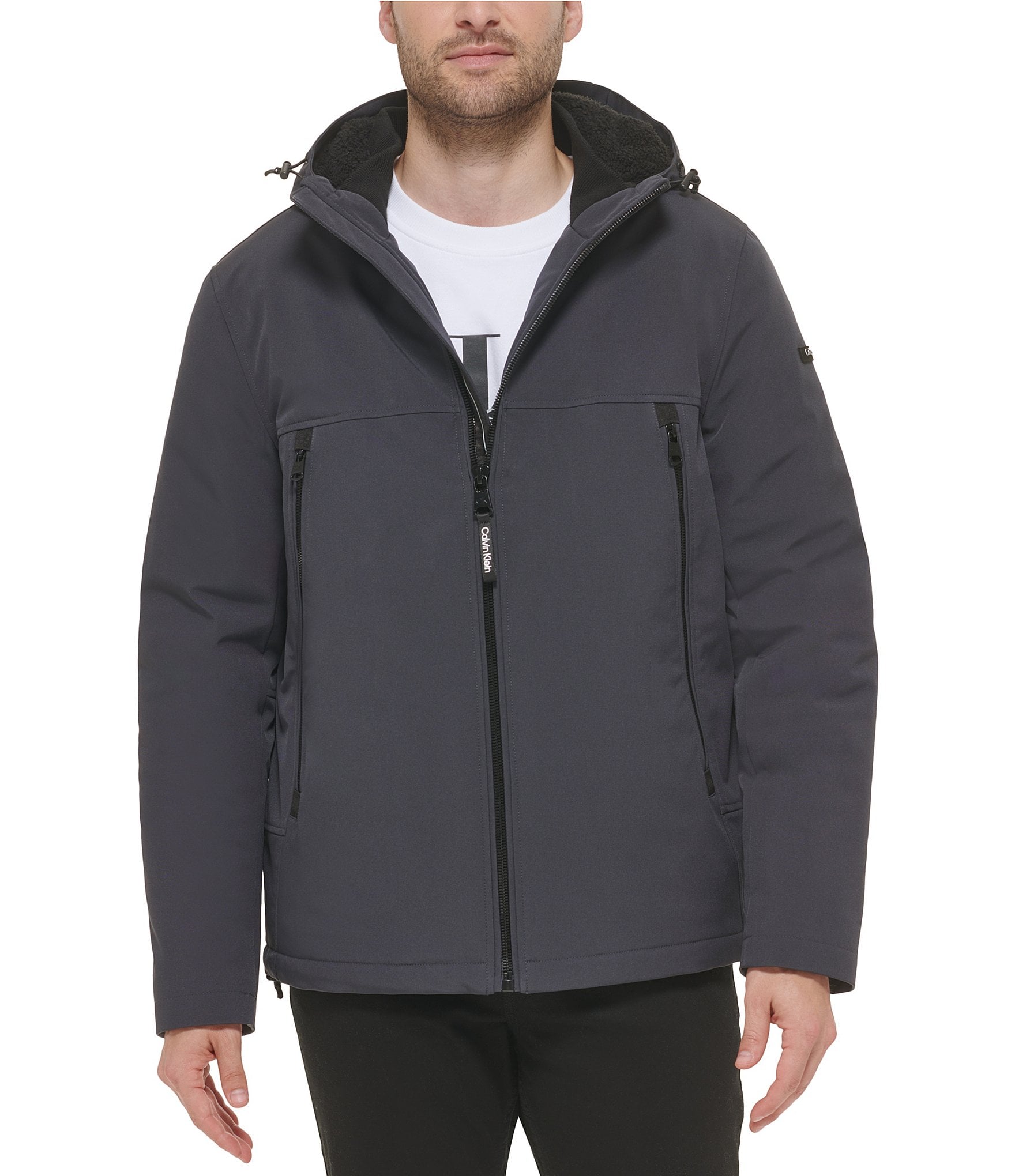 Calvin Klein Faux-Sherpa-Lined Soft-Shell Hooded Jacket | Dillard's