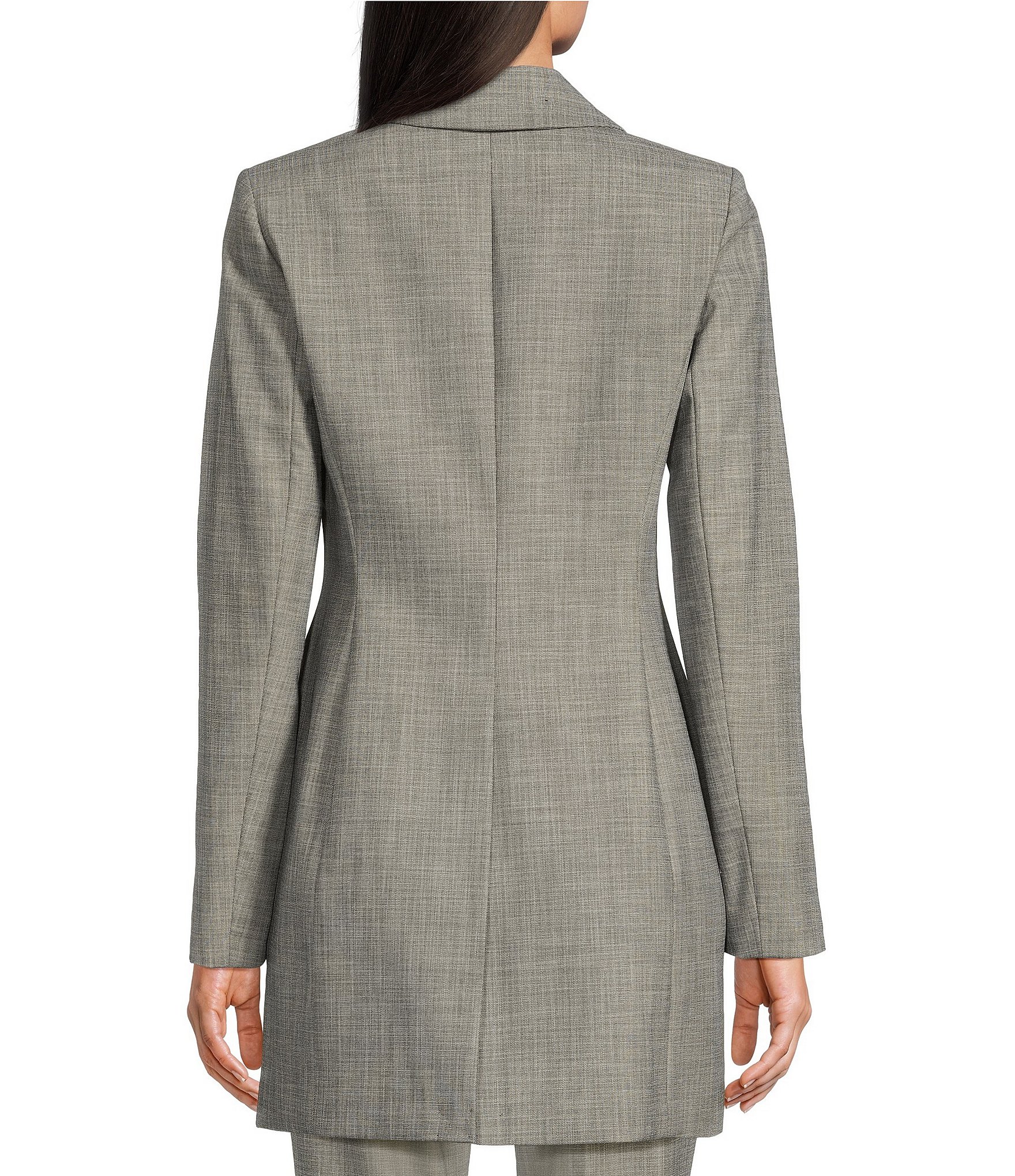 Calvin Klein Heathered Collared Neck Long Sleeve One Button Coordinating Jacket