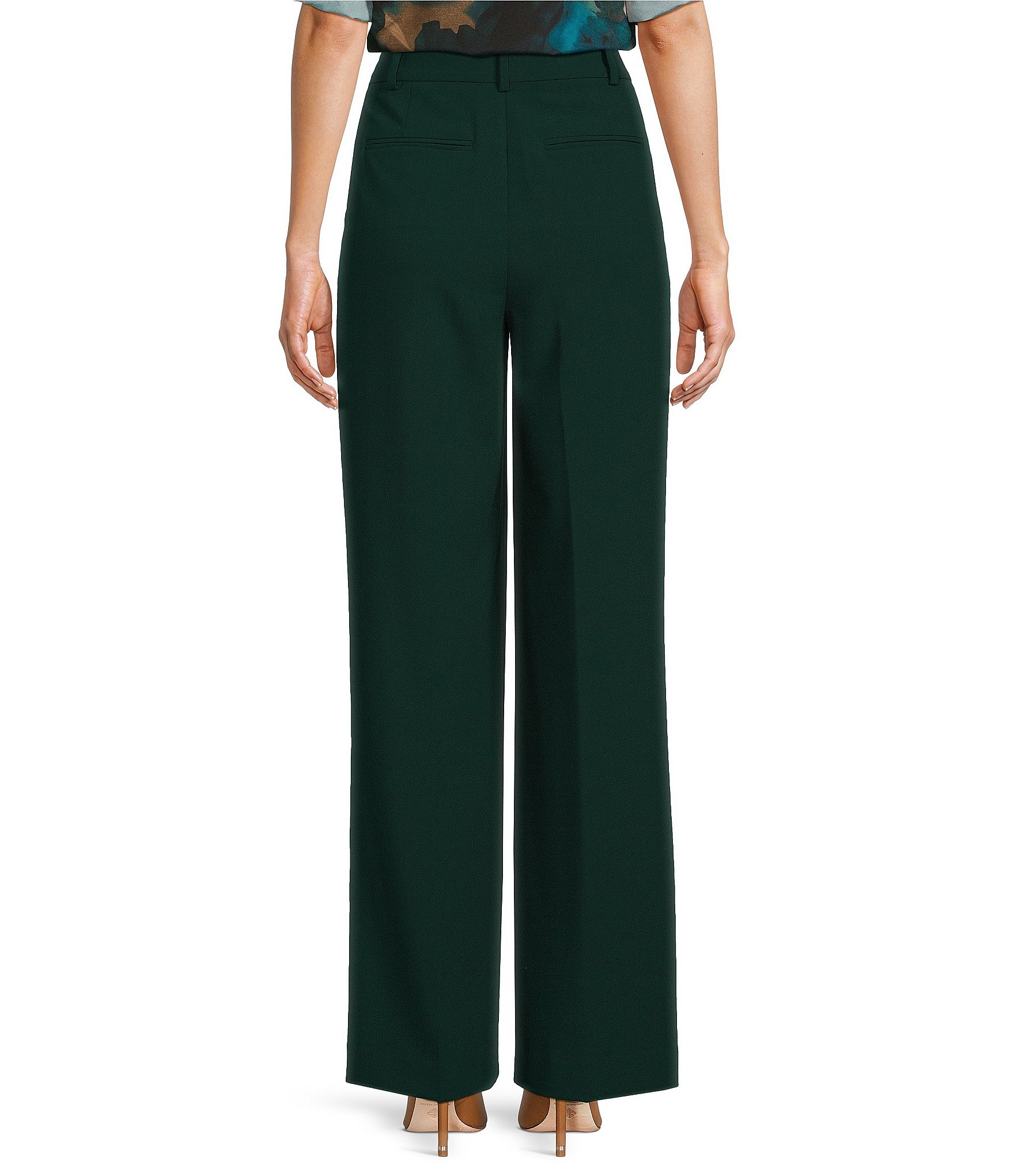 Calvin Klein High Rise Pleat Front Wide-Leg Pant