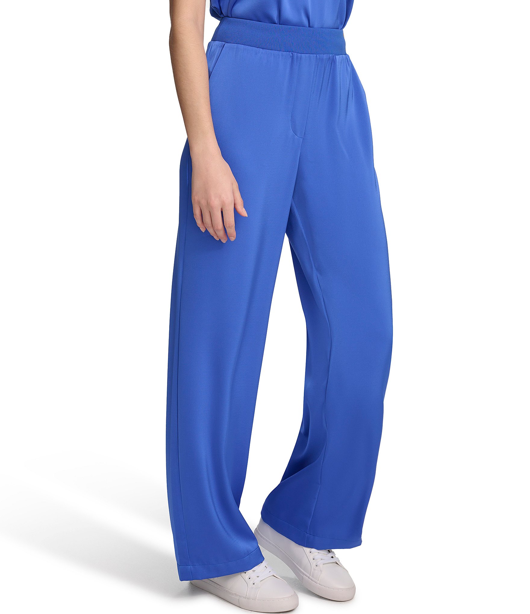 Calvin Klein High Rise Side Pocket Pull-On Coordinating Wide Leg Pants