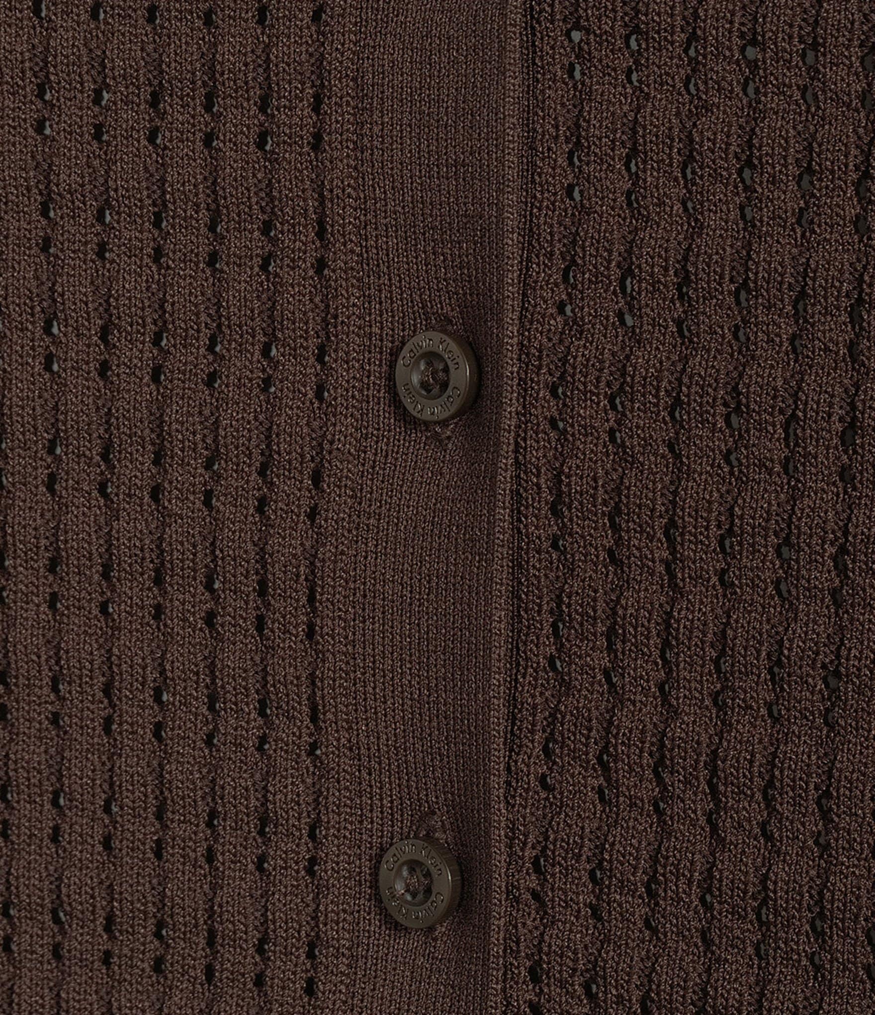 Calvin Klein Knit Crew Neck Cap Sleeve Button Front Top