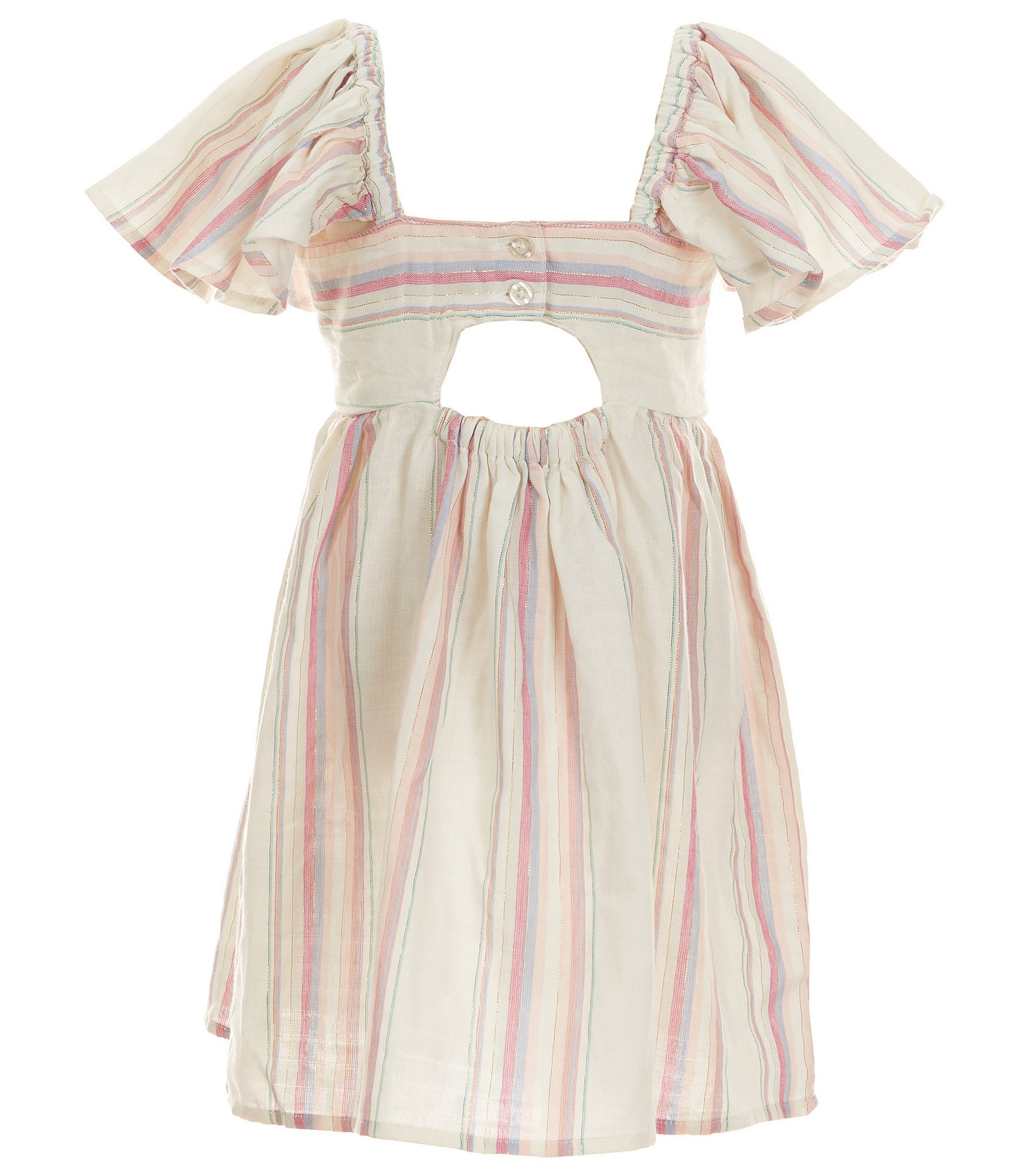 Calvin Klein Little Girls 2T-6X Lurex Stripe Fit & Flare Dress