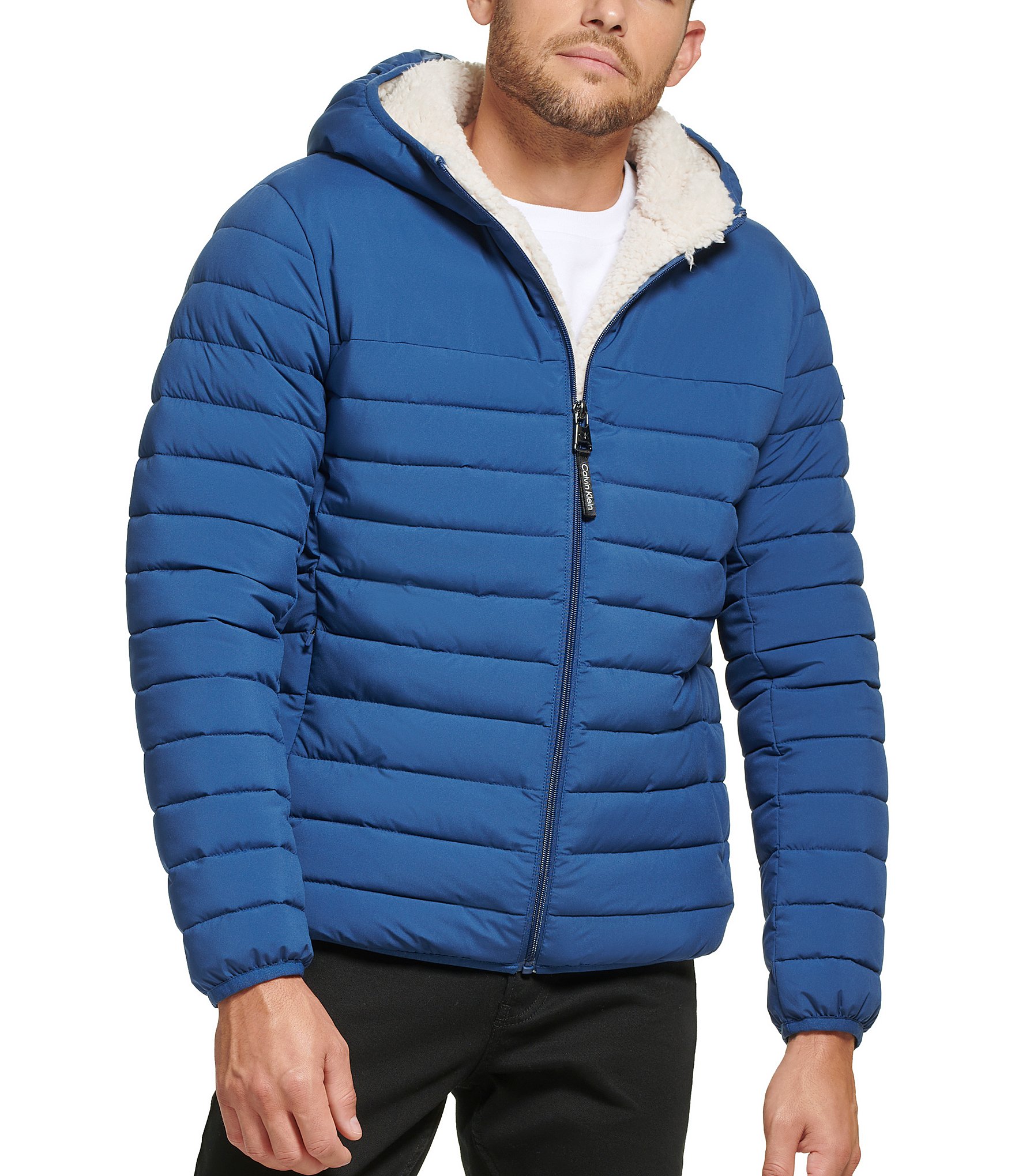 Calvin Klein Long Sleeve Faux-Sherpa-Lined Hooded Puffer Jacket | Dillard's