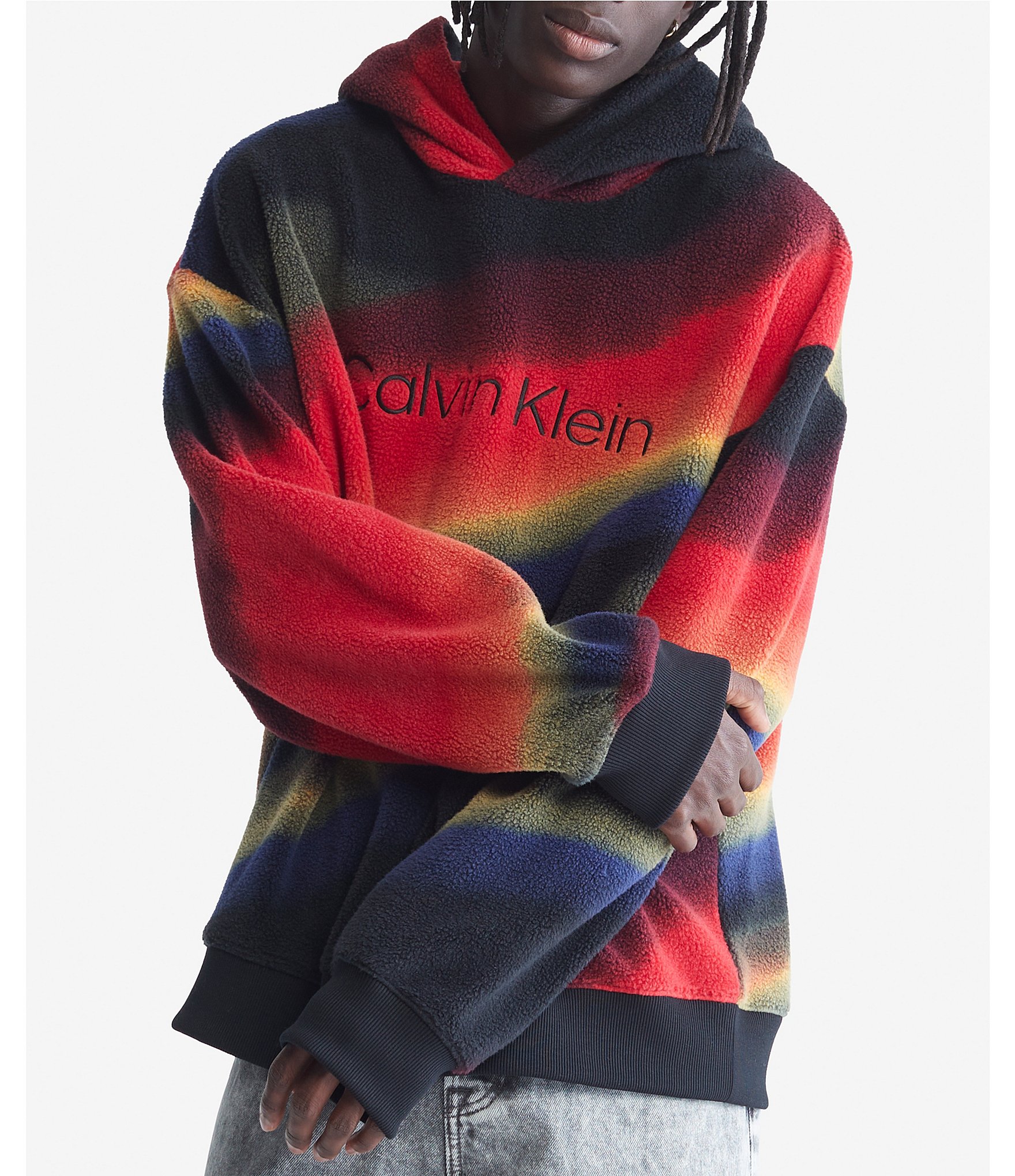 Zus Onzeker Vertrouwen op Calvin Klein Long Sleeve Relaxed Sherpa Printed Logo Hoodie | Dillard's