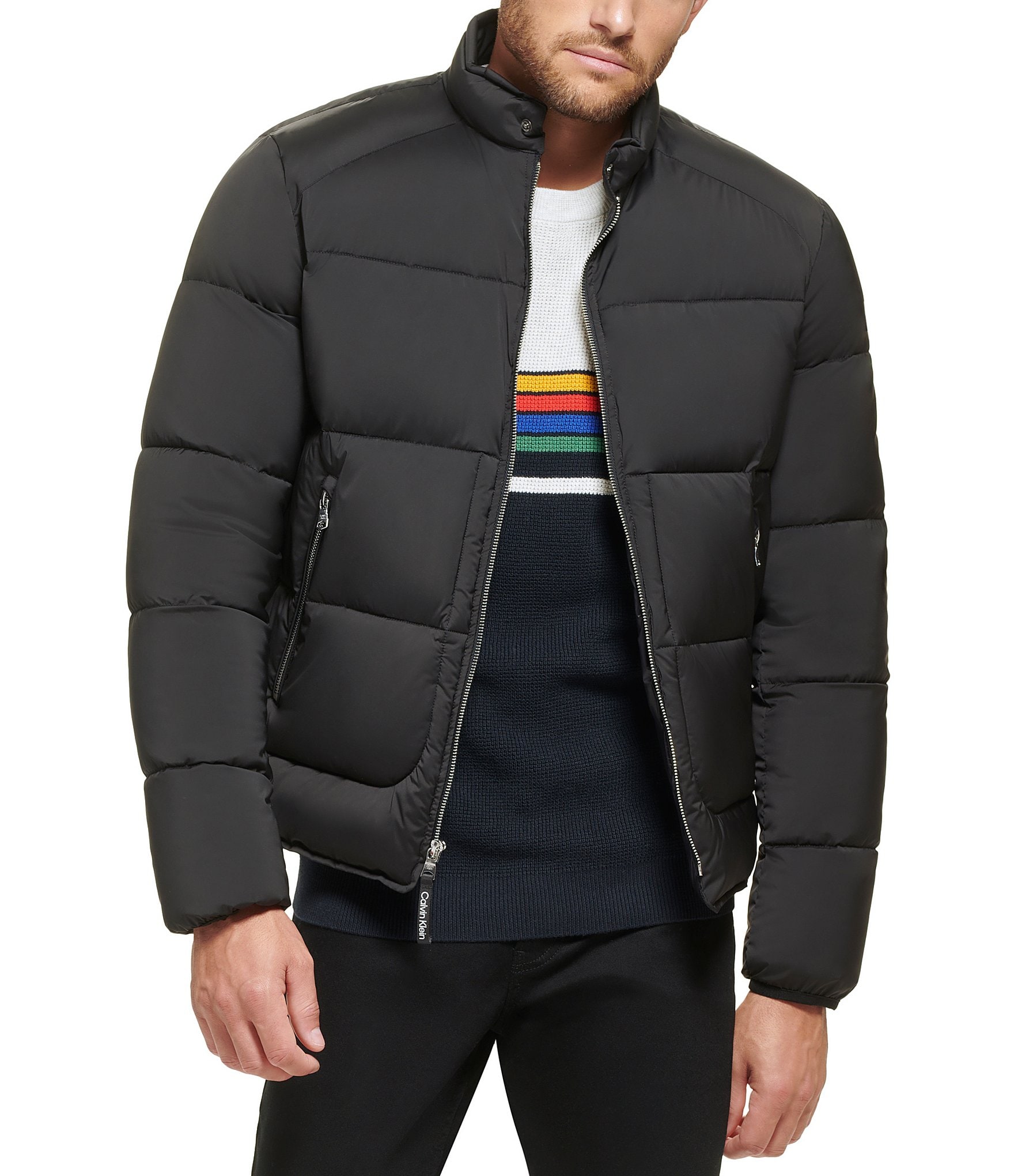 Calvin Klein Men's Stretch Puffer Jacket - Black Camo - Size XL