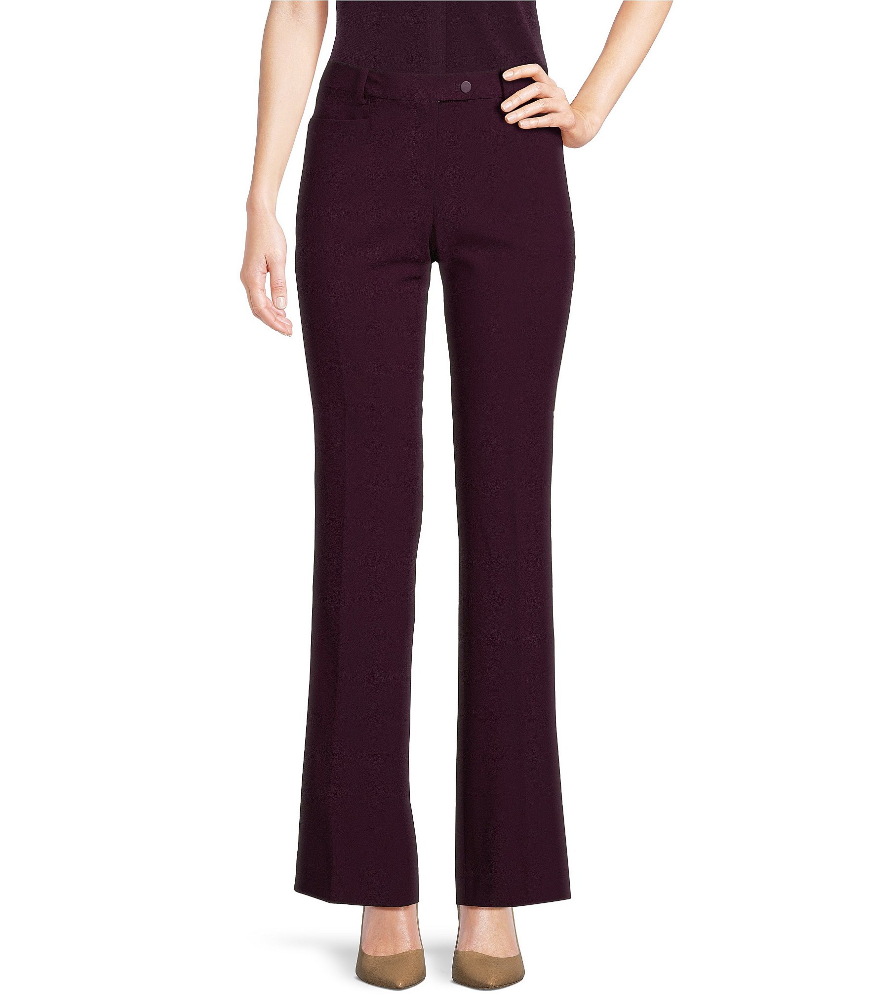 Slim Factor by Investments No Waist Kick Flare Ponte Knit Pants