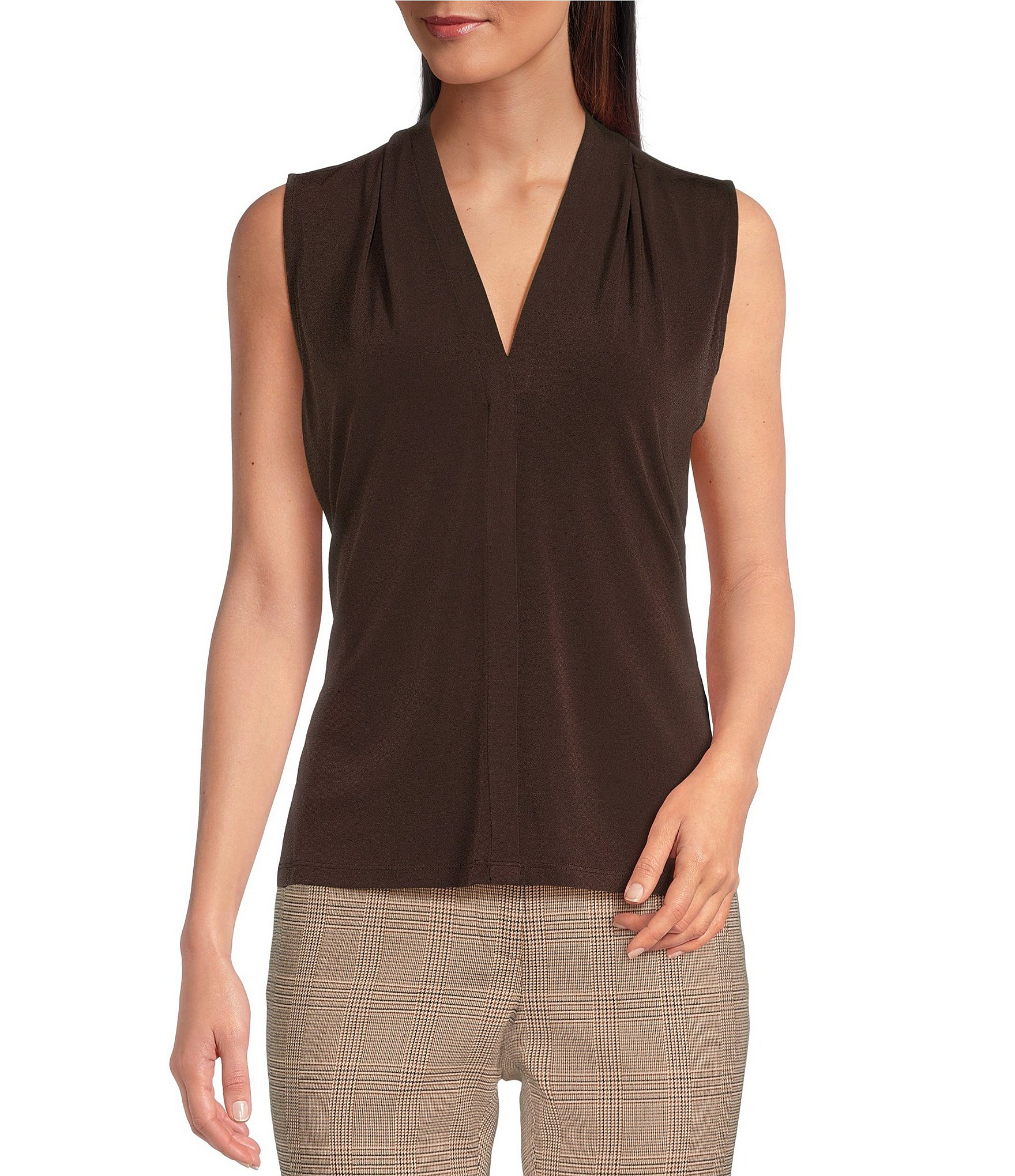 Calvin klein v neck sleeveless clearance blouse