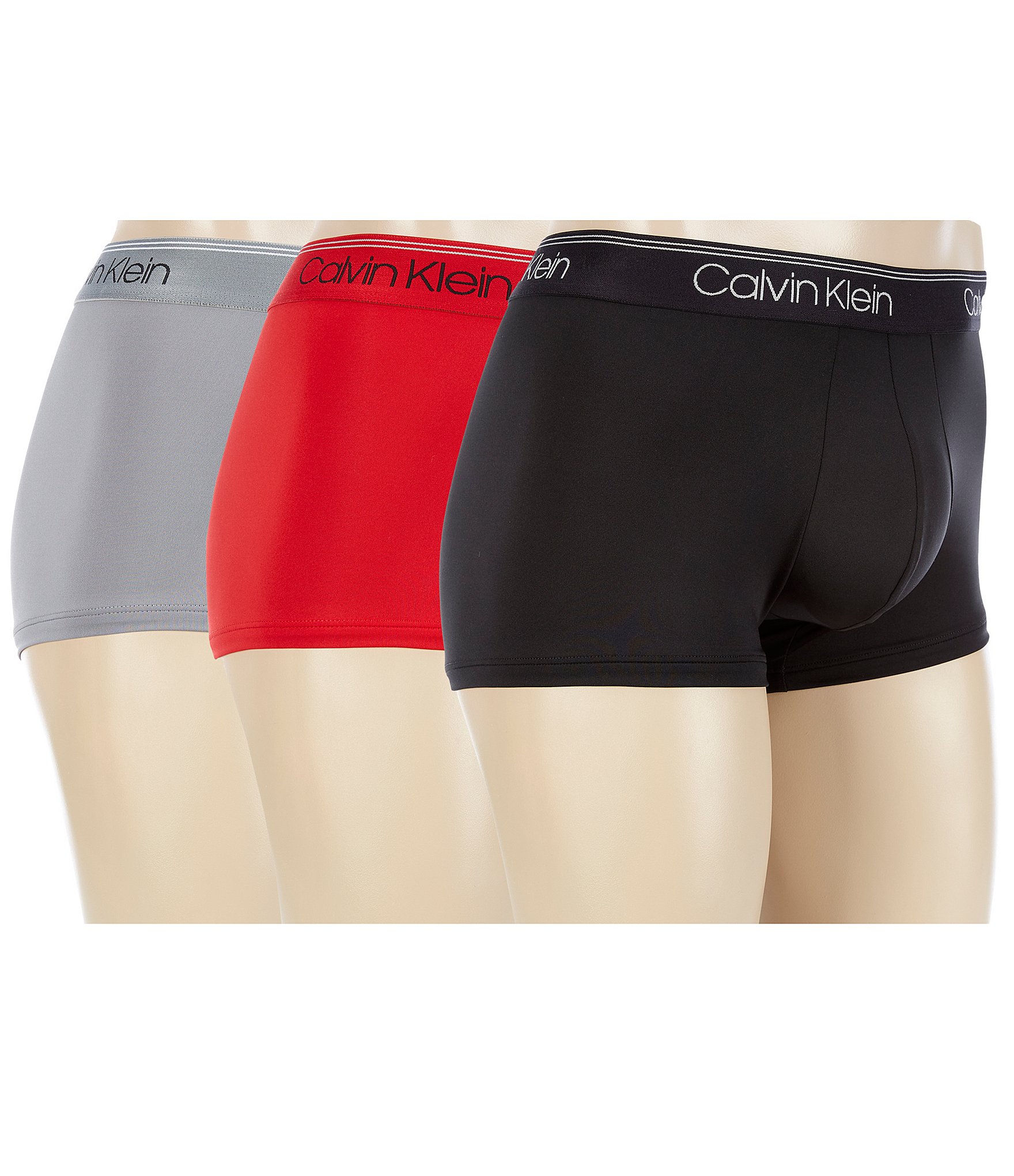 Calvin Klein 3 Pack Cotton Stretch – Low Rise Trunks White / Red / Navy )
