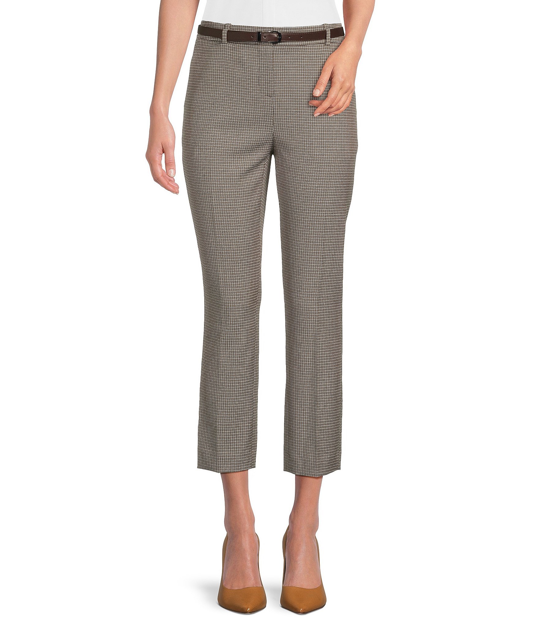 Calvin Klein Mid Rise Straight Leg Novelty Coordinating Flat Front Pants |  Dillard's