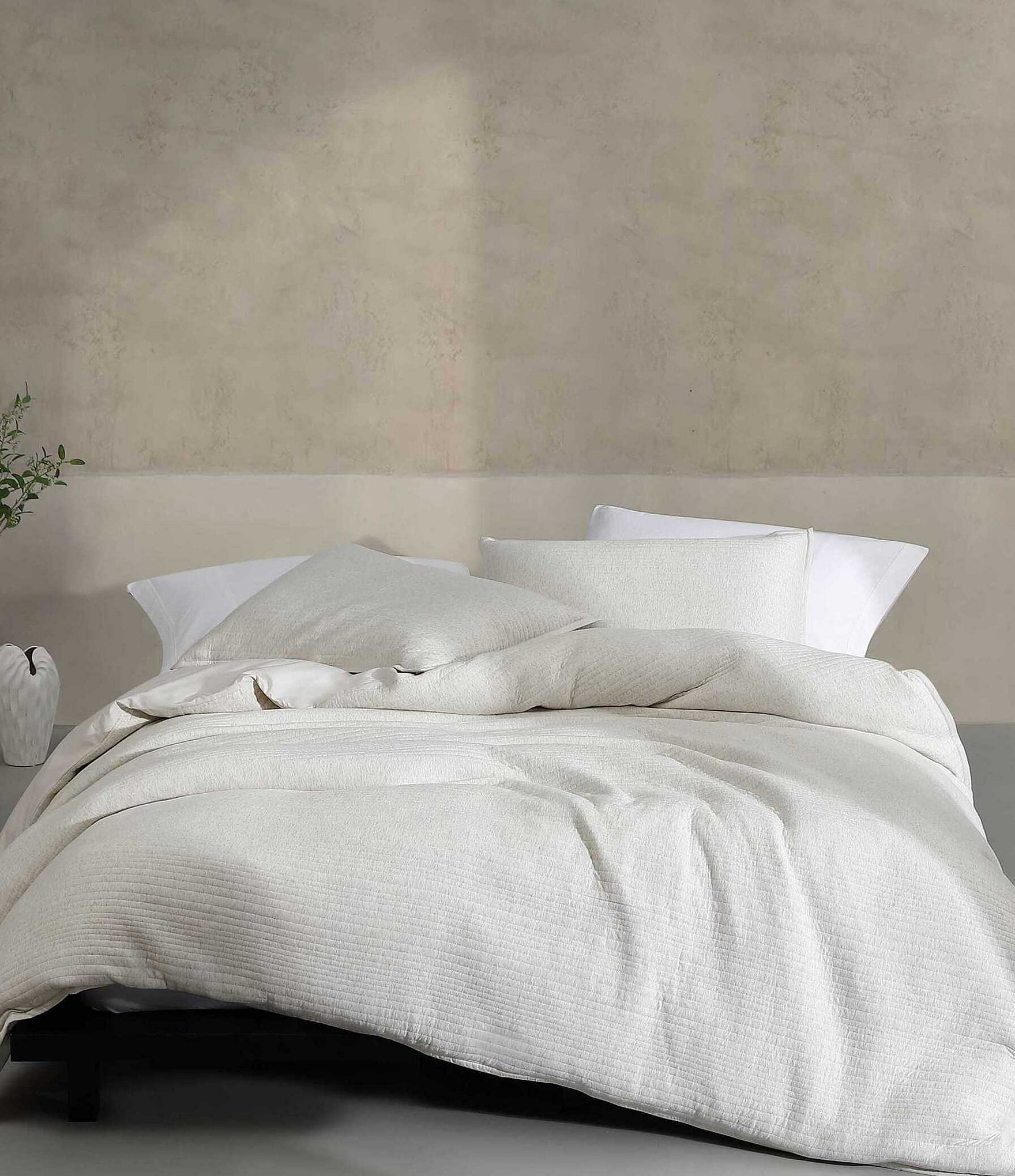 Calvin Klein Modern Cotton Ribbed Matelasse Melange Tencel Jersey Duvet Cover Mini Set