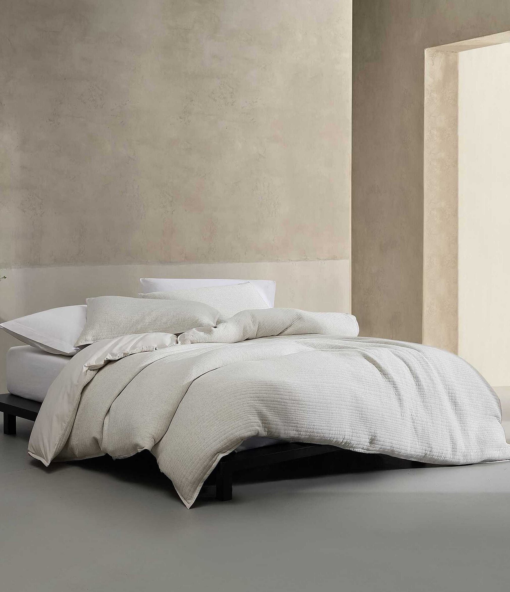 Calvin Klein Modern Cotton Ribbed Matelasse Melange Tencel Jersey Duvet Cover Mini Set