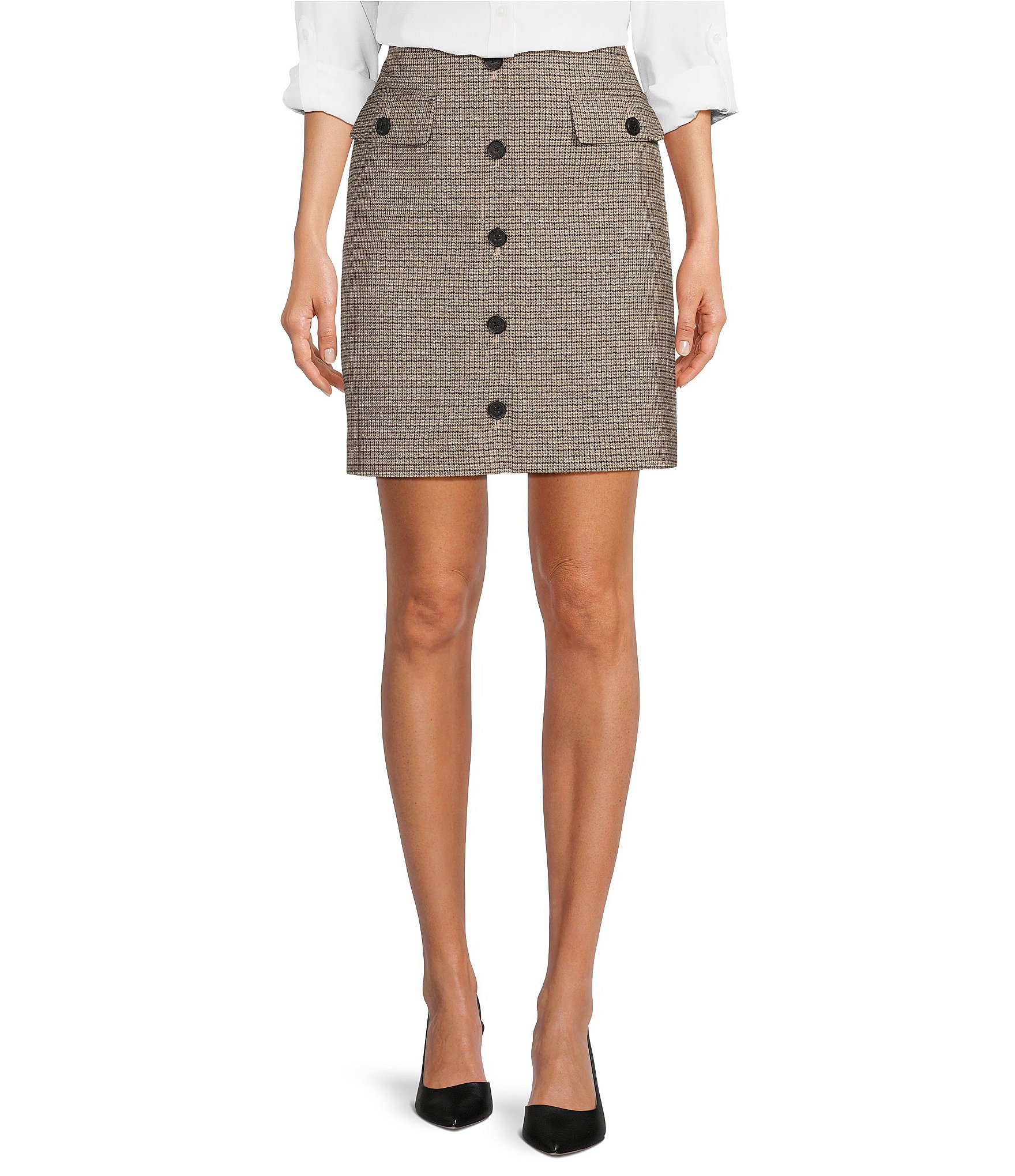 Calvin Klein Novelty Coordinating Button Front Pencil Skirt | Dillard's