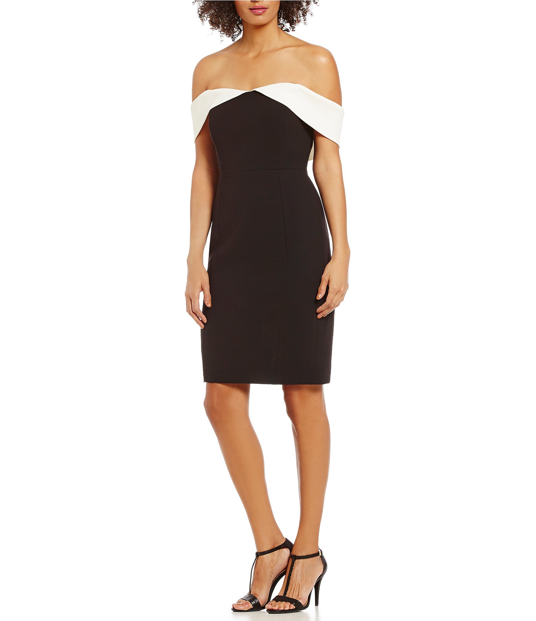 Calvin Klein Off-the-Shoulder Colorblock Sheath Dress | Dillards