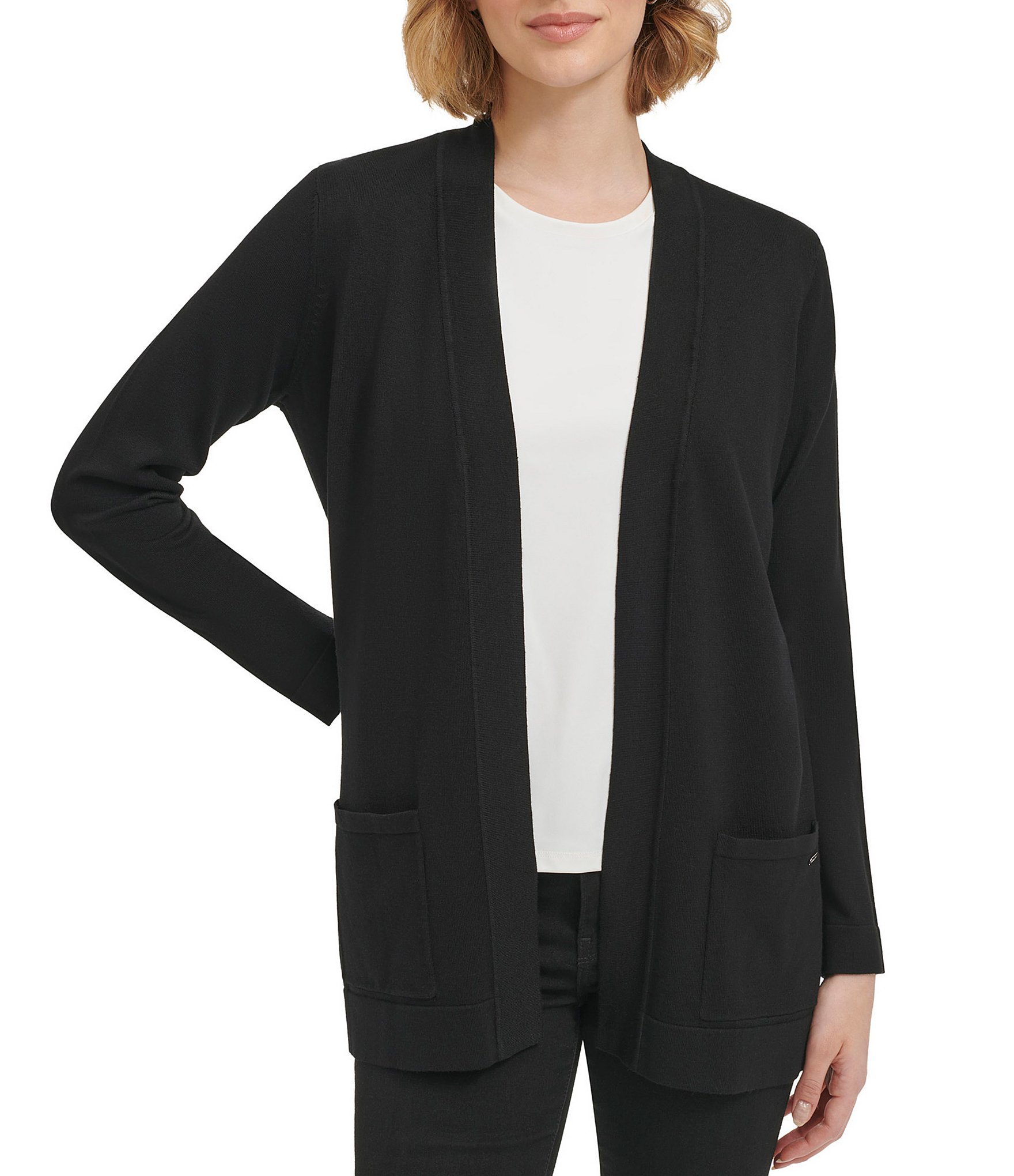 Calvin Klein Open Front Long Sleeve Cardigan | Dillard's