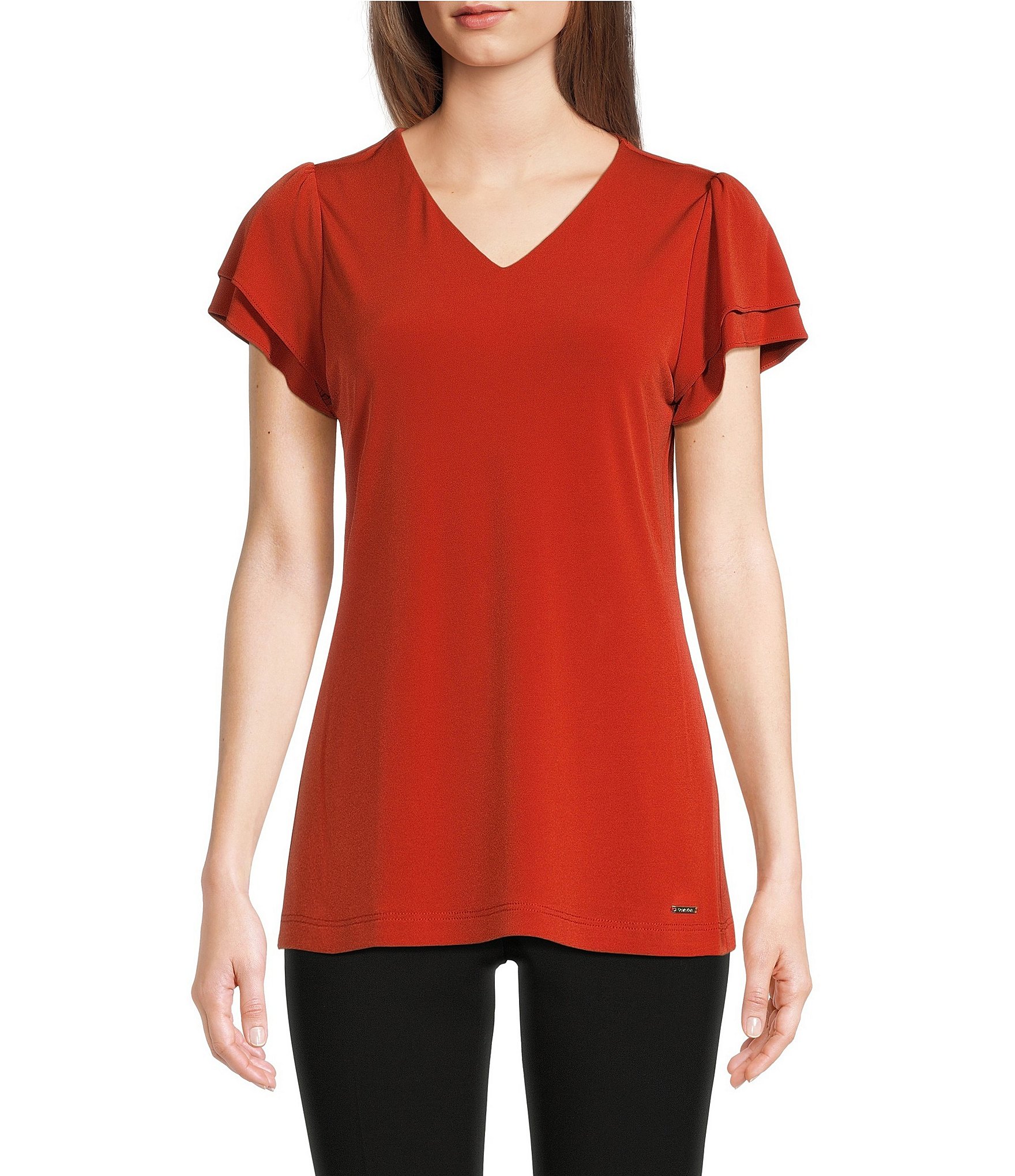 Calvin klein flutter sleeve top sales
