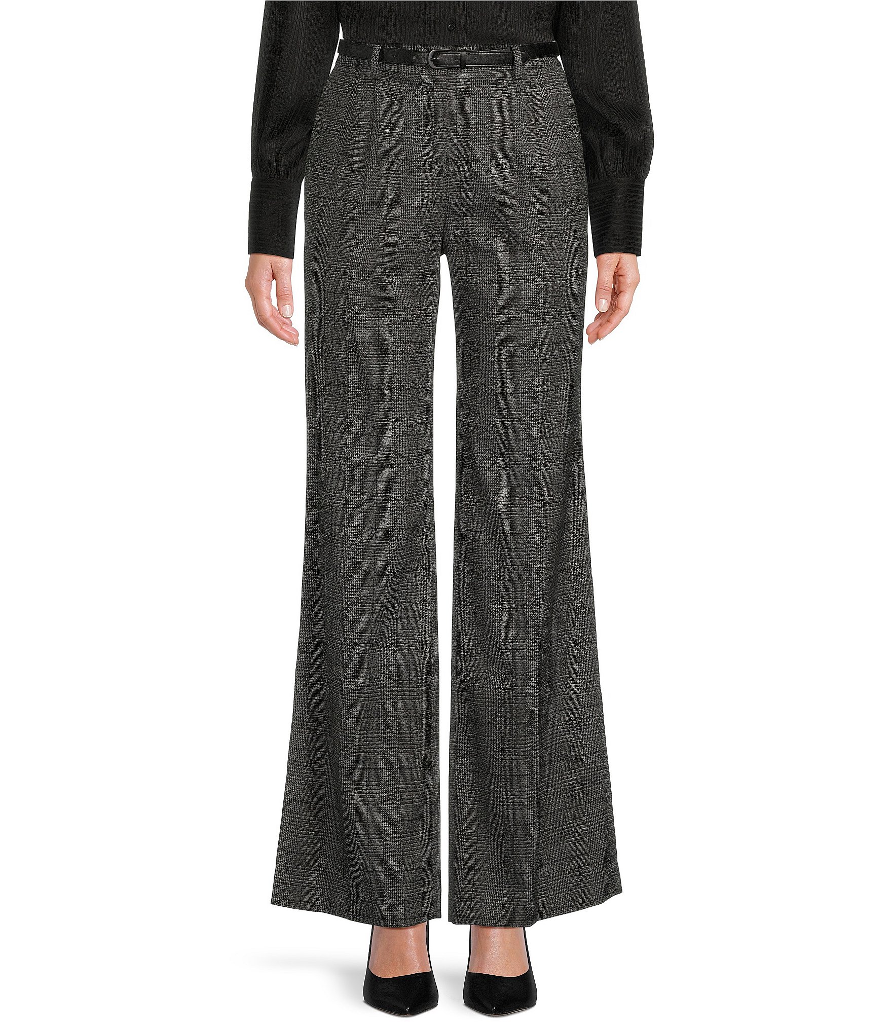 Calvin Klein Plaid Belted Coordinating Pleated Pants | Dillard's