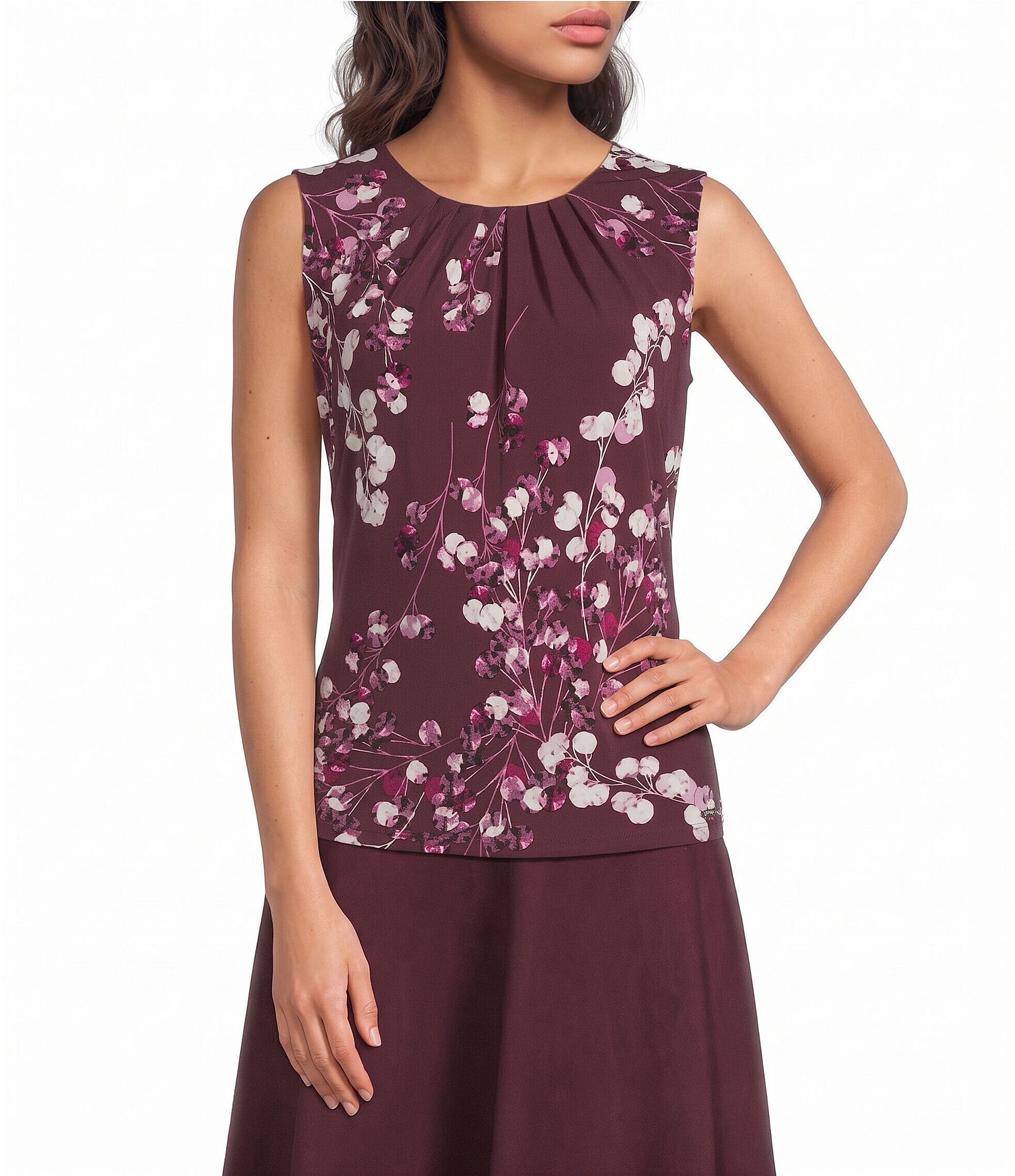Calvin Klein Pleated Crew Neck Cami
