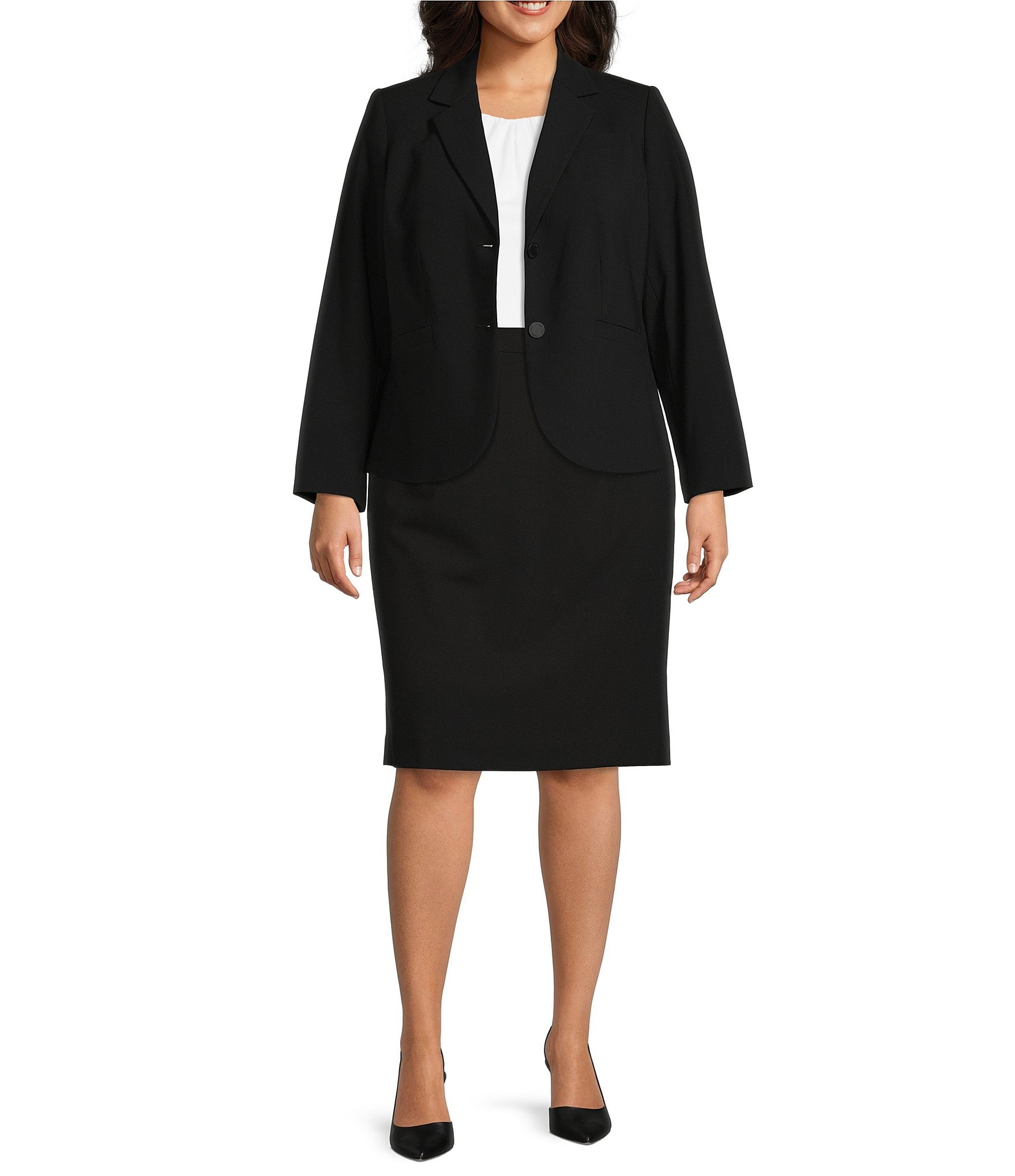 Calvin Klein Plus Size 2-Button Jacket & Skirt | Dillard's