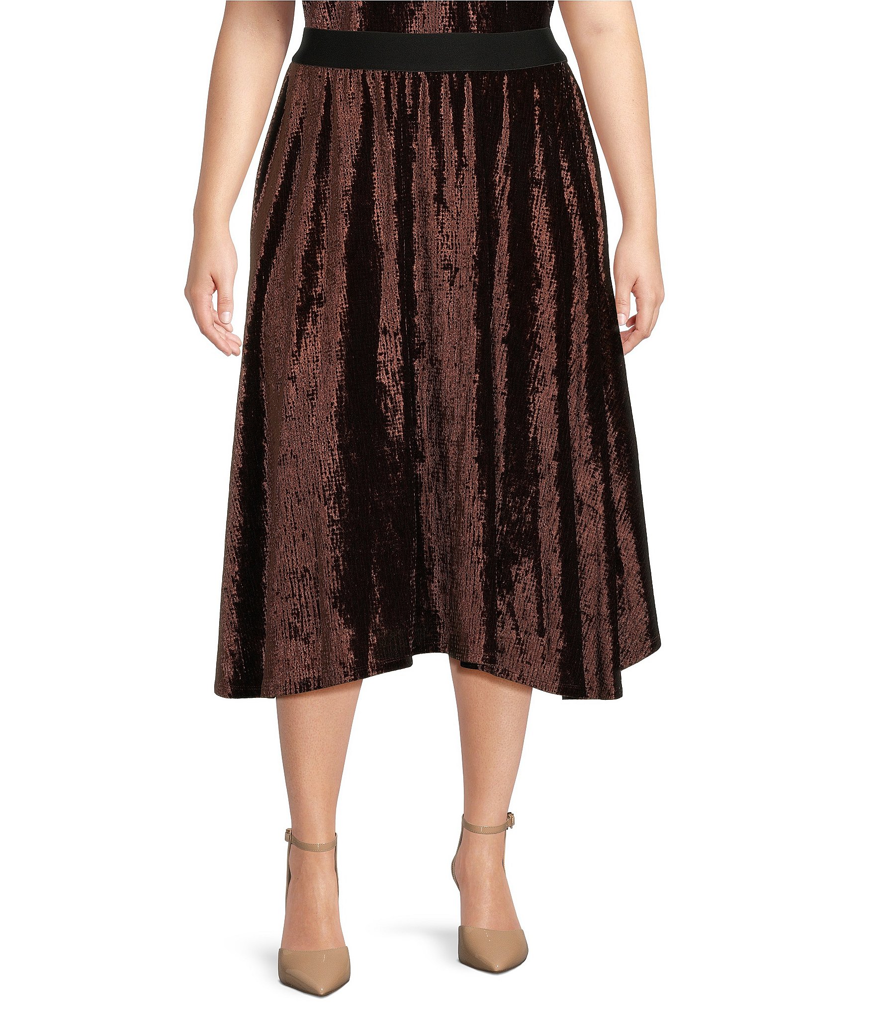 Calvin Klein Plus Size Velvet A-Line Coordinating Pull-On Skirt | Dillard's