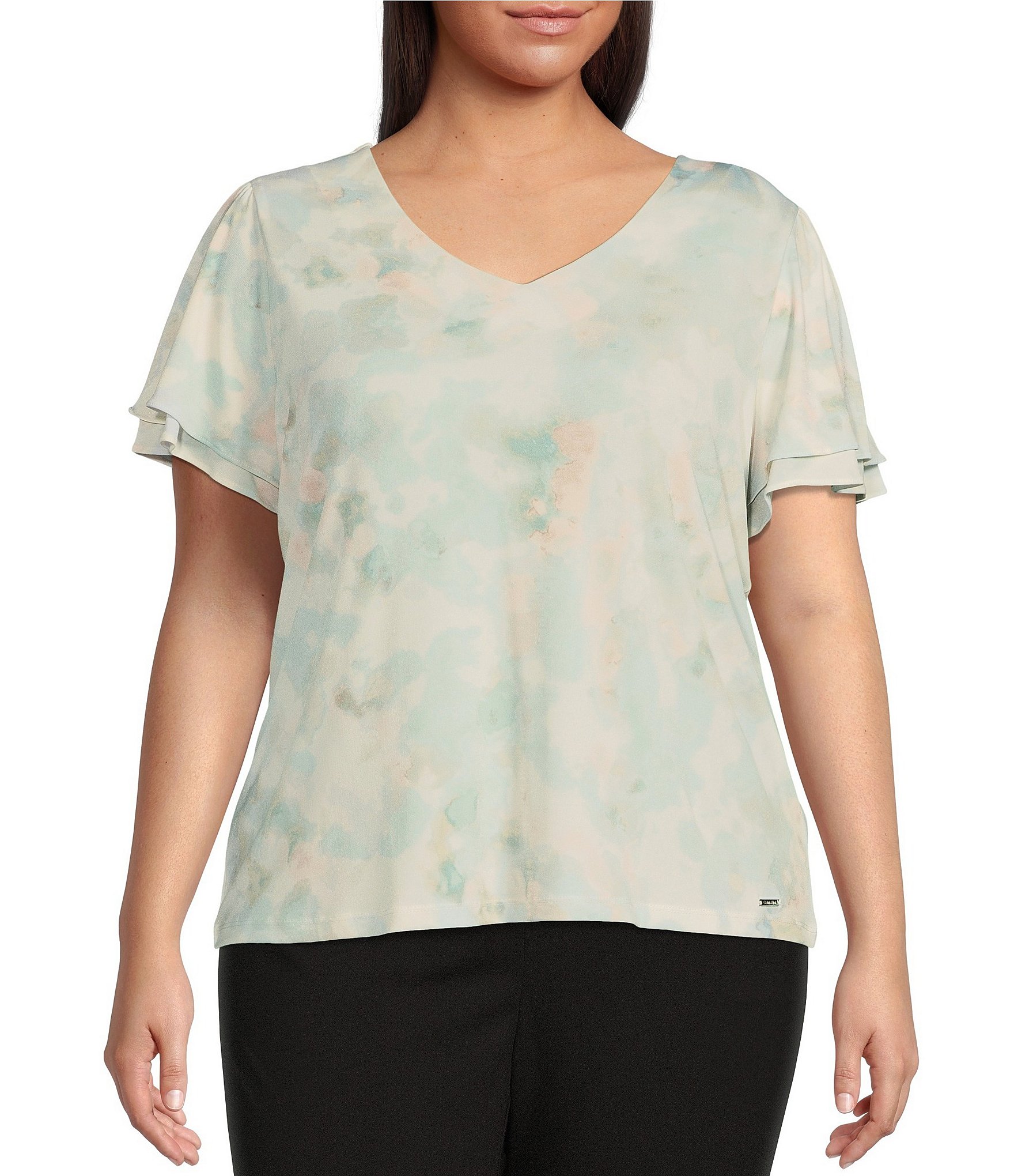 Calvin klein flutter sleeve top hotsell