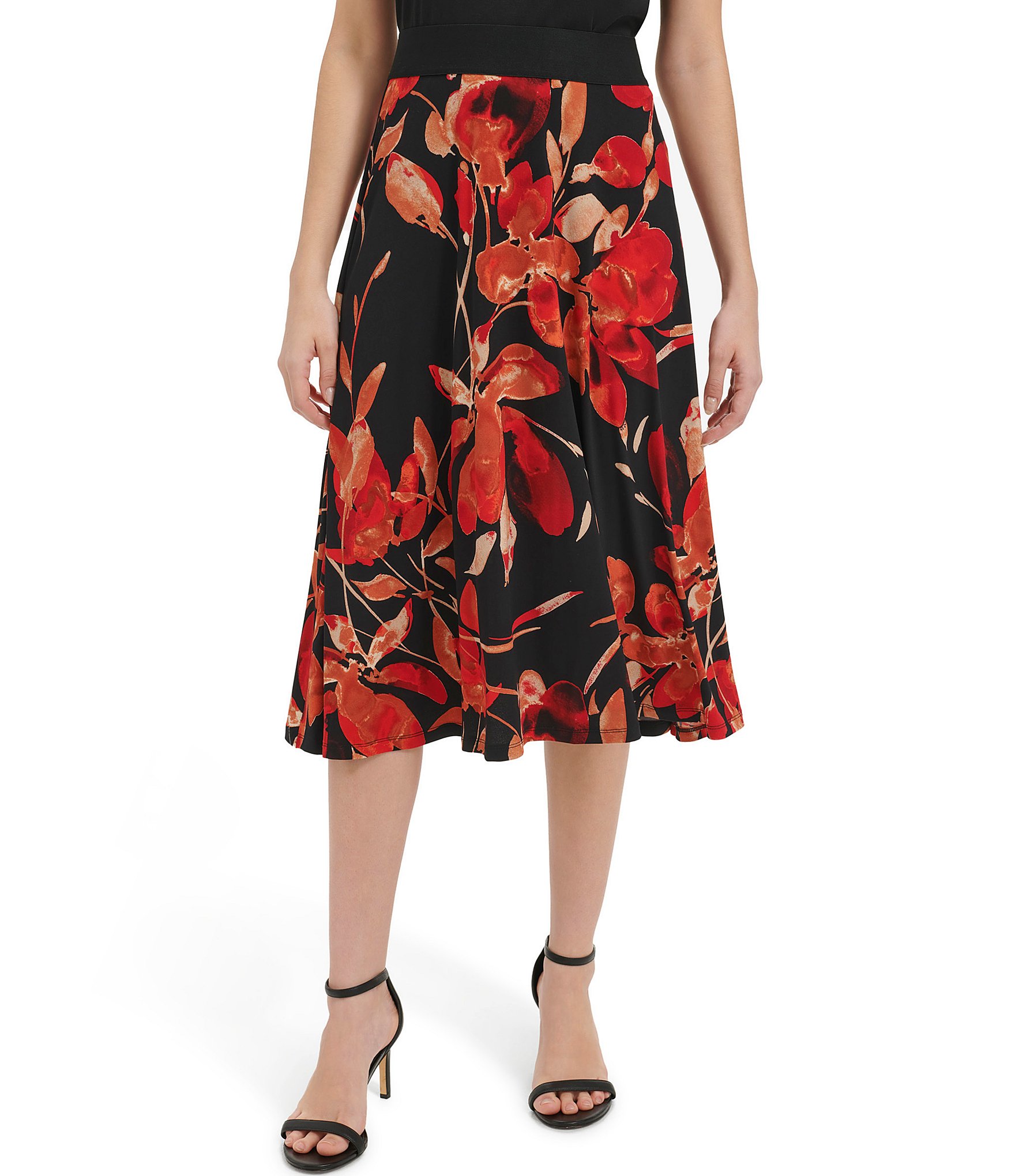 Calvin Klein Printed A Line Midi Skirt | Dillard's