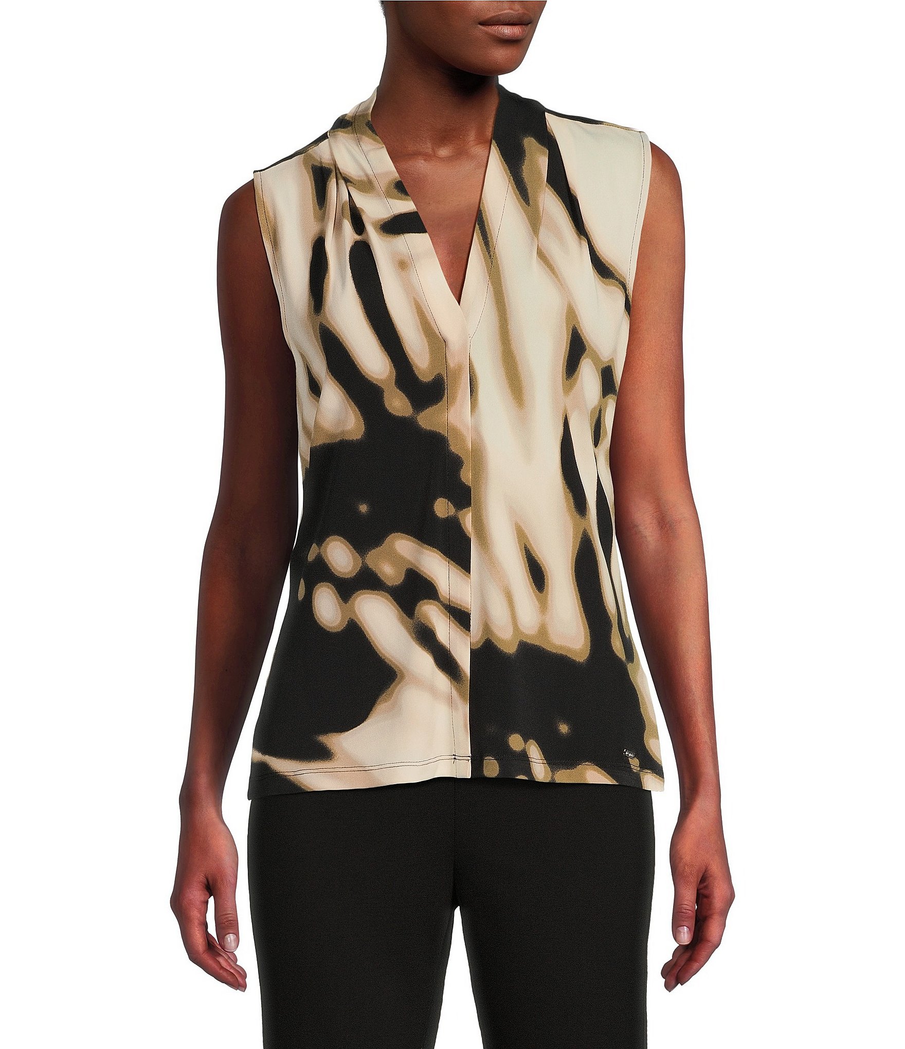 Calvin Klein Printed V Neckline Sleeveless Tank