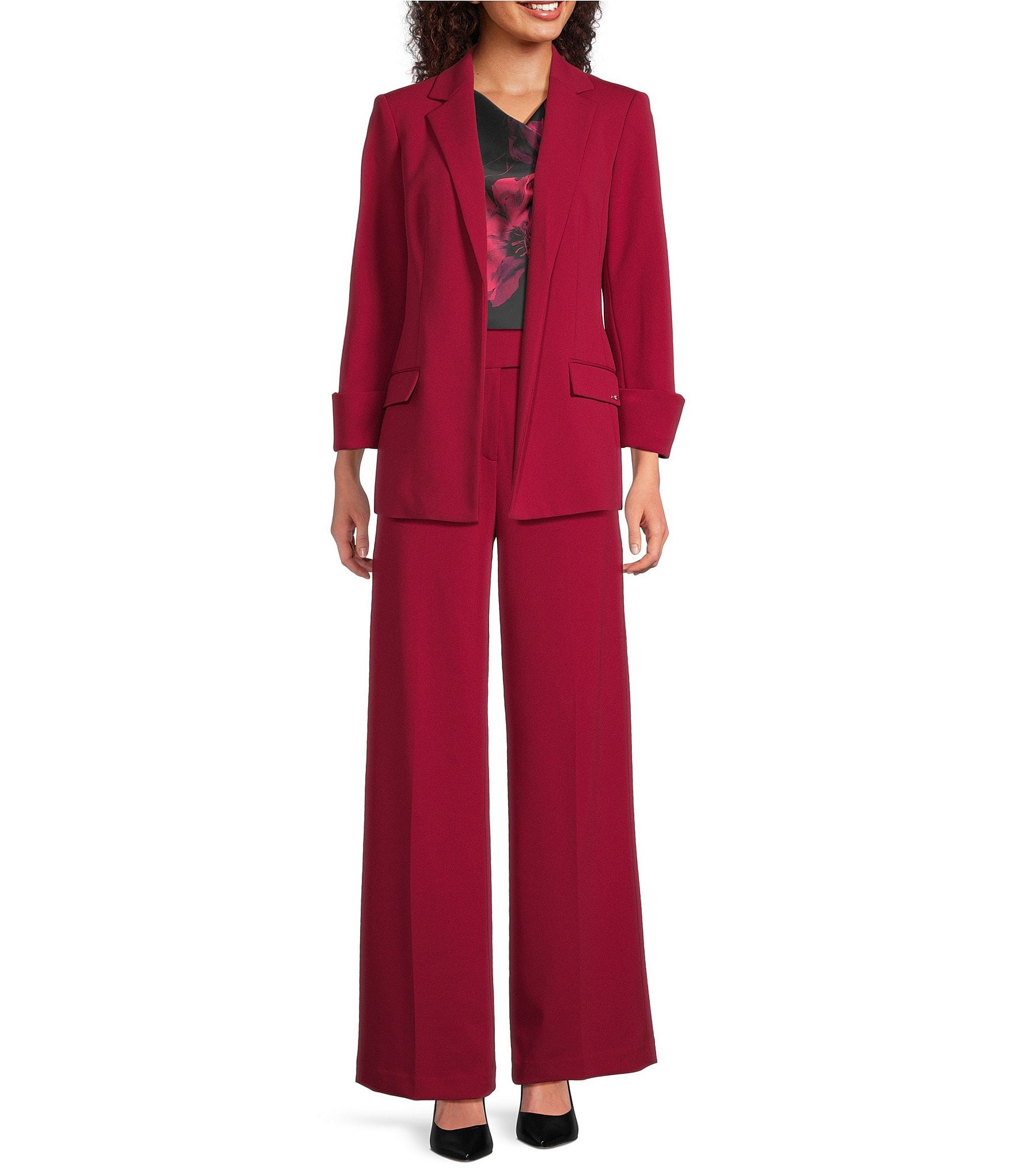 Calvin Klein Scuba Crepe Wide Leg Pants