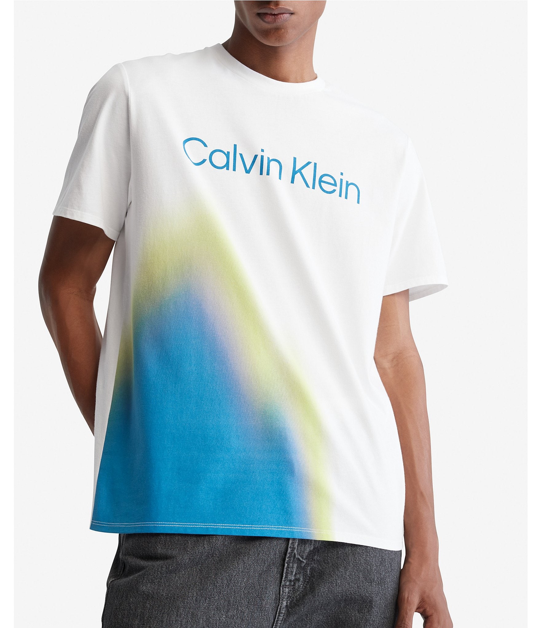 Calvin Klein Short-Sleeve Logo-Detailed Spray-Printed T-Shirt | Dillard's