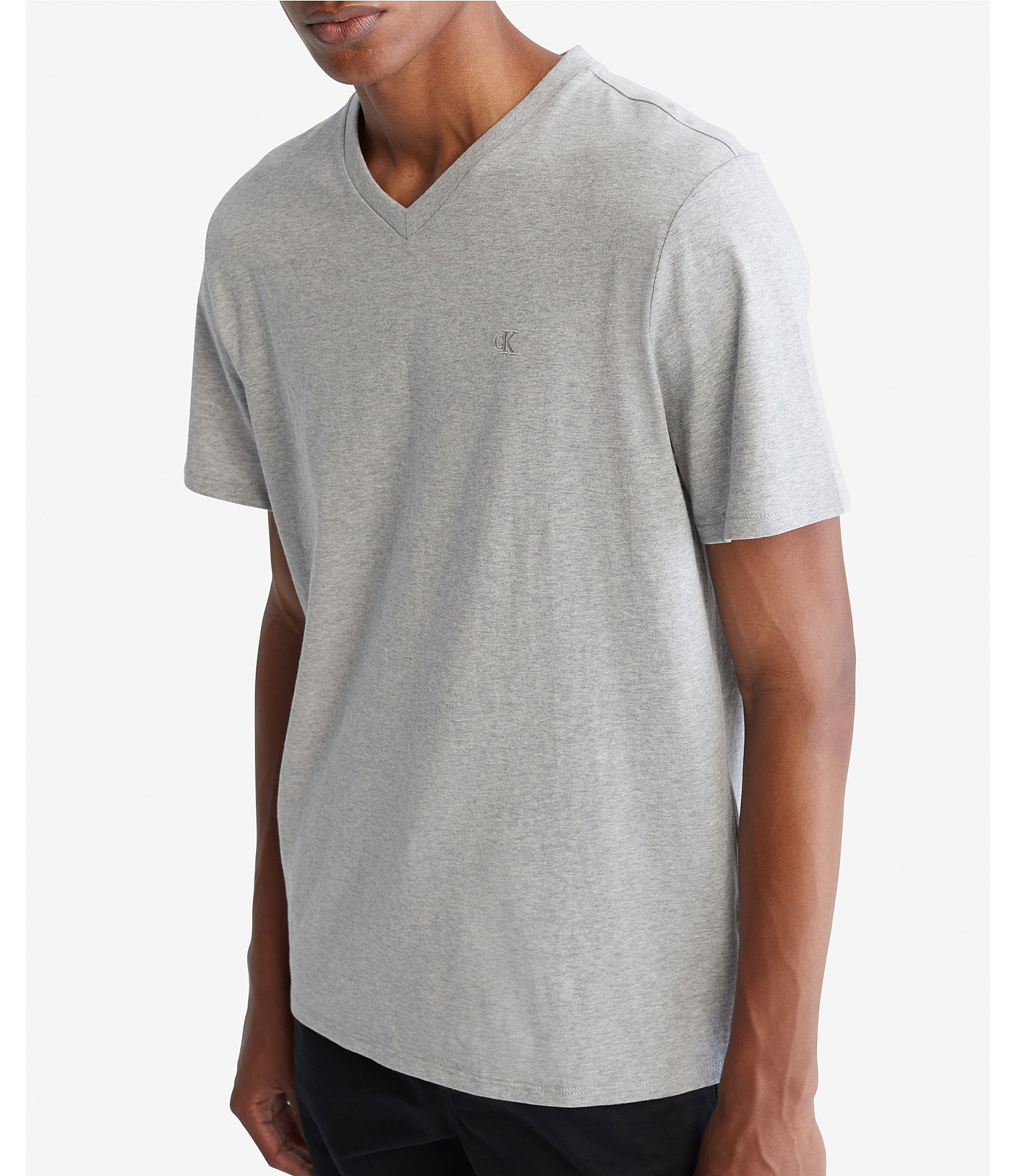 Calvin Klein Short Sleeve Smooth Cotton Solid V-Neck T-Shirt