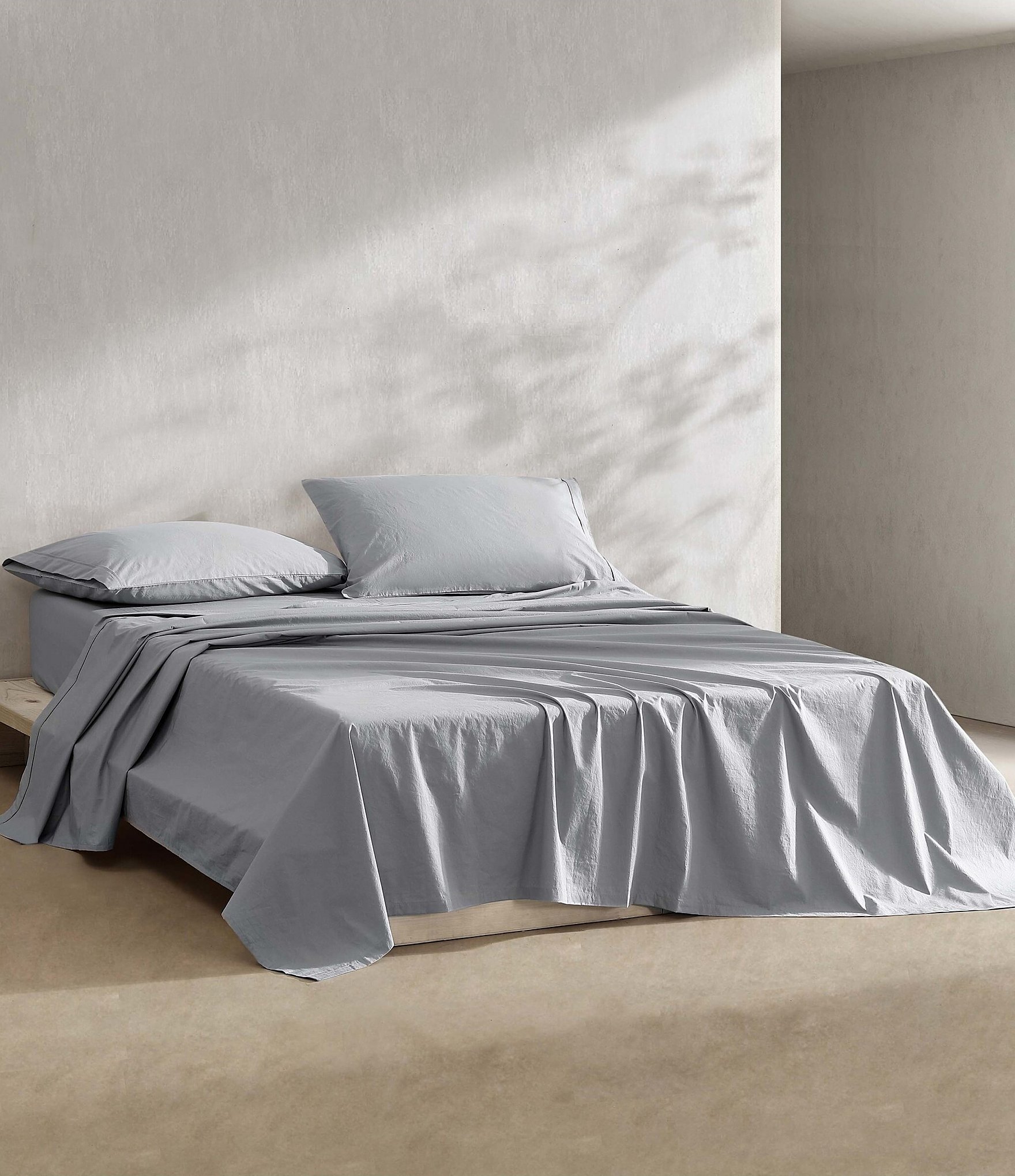 Calvin Klein Solid Washed Cotton Percale Sheet Set