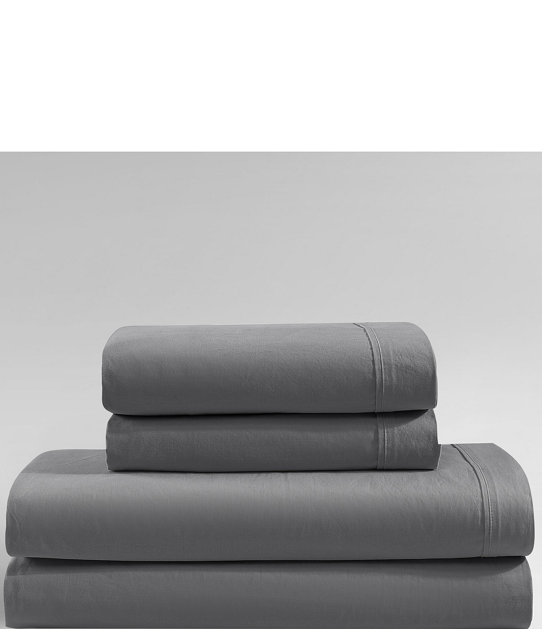 Calvin Klein Solid Washed Cotton Percale Sheet Set