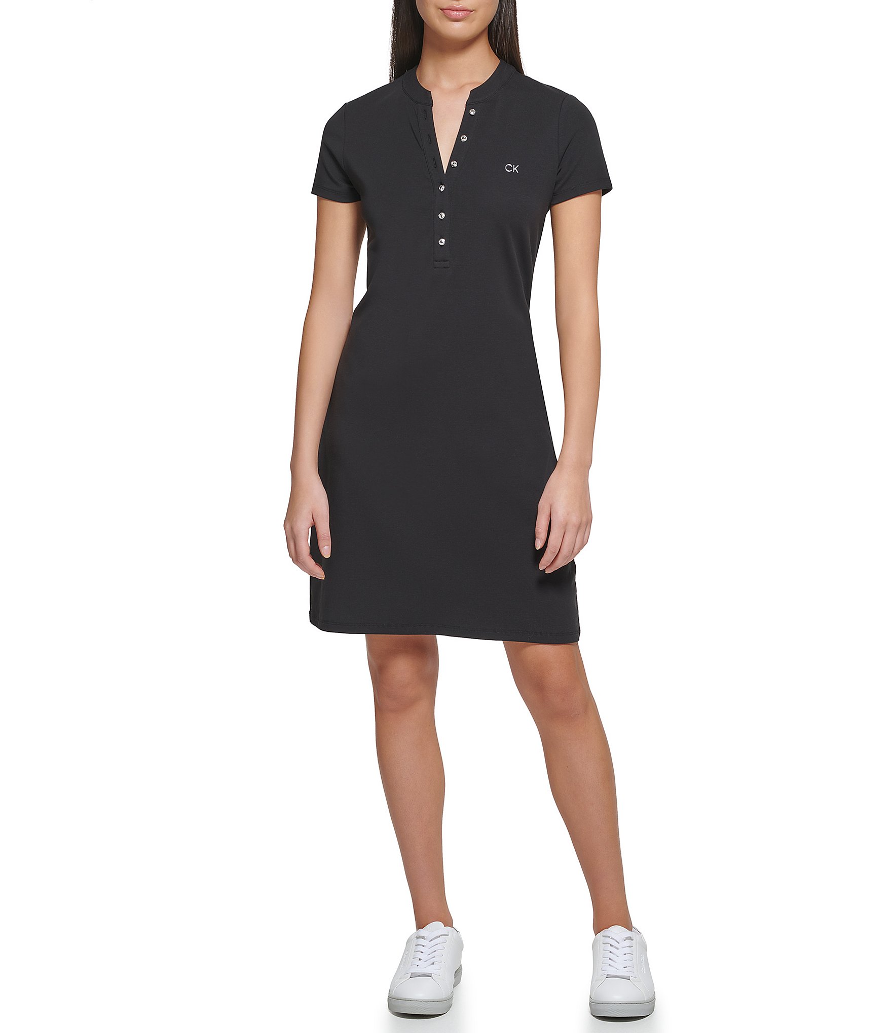 Calvin Klein Womens Short Sleeve Logo T-Shirt Dress