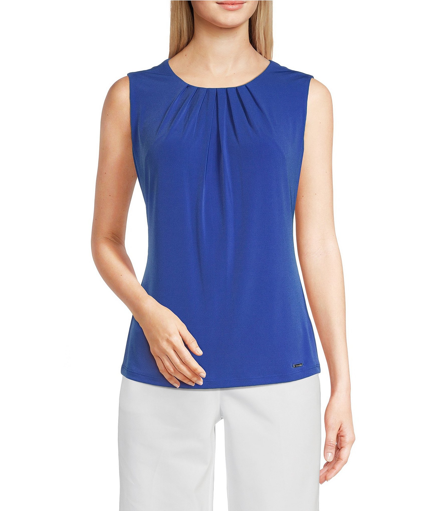 calvin klein pleated neck top