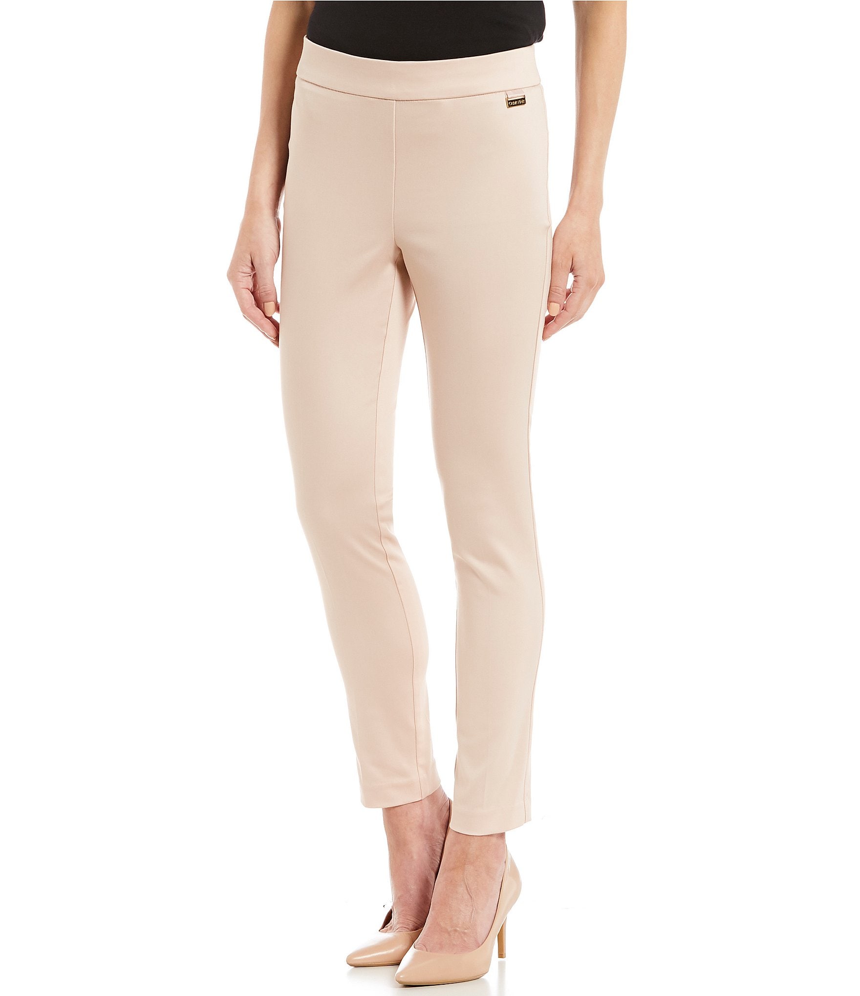 Calvin Klein Front Seam Slim Tapered Leg Stretch Twill Ankle Pull-On Pants