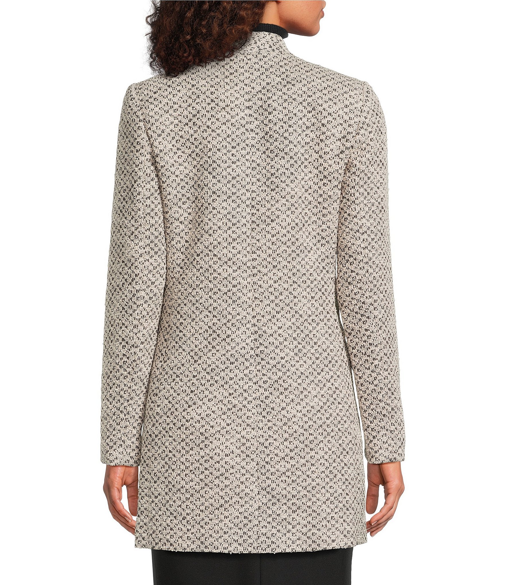 Calvin Klein Tweed Collarless Open Front Topper Jacket