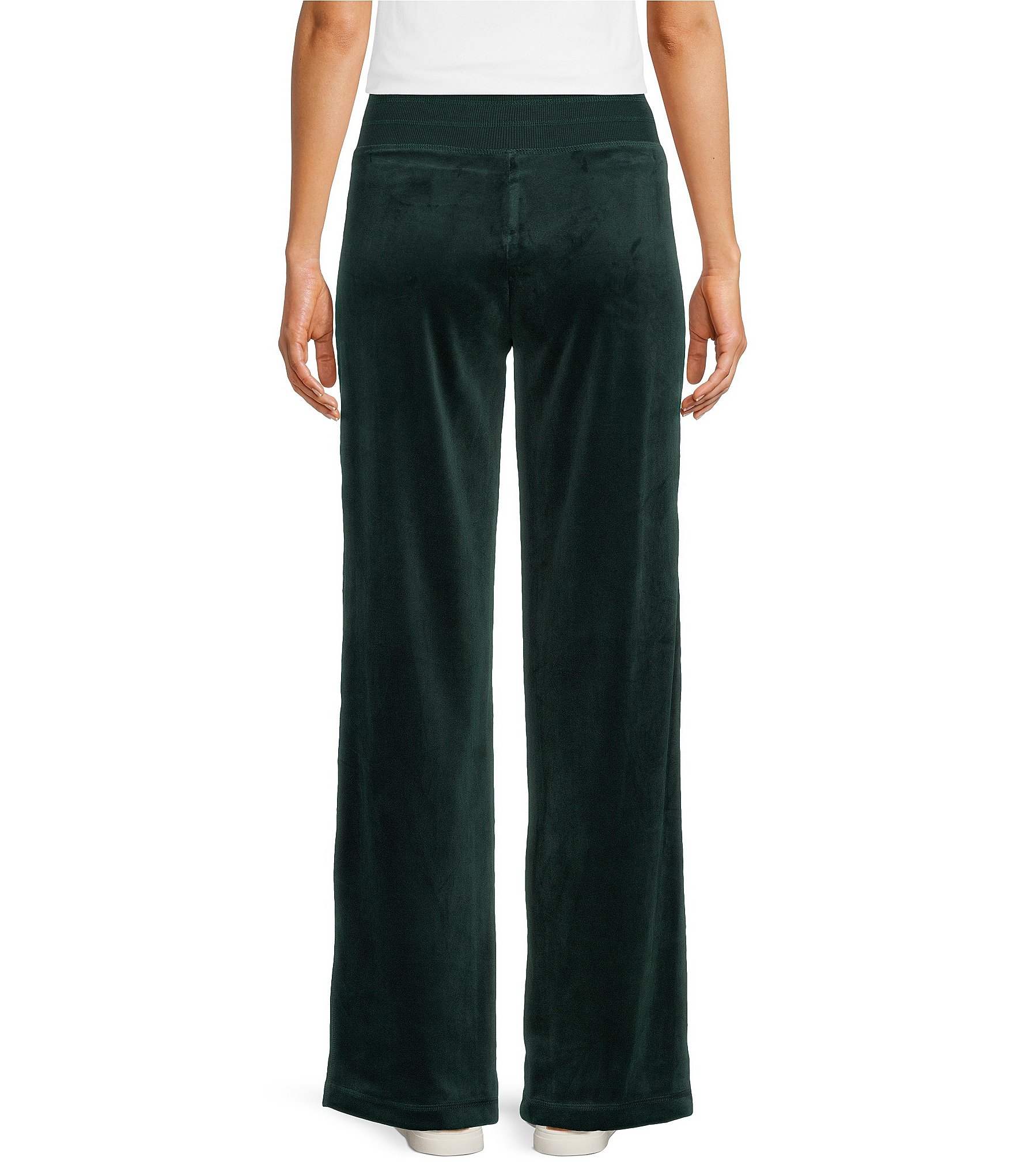 Calvin Klein Velour Wide Leg Ribbed Drawstring Waist Coordinating Pants