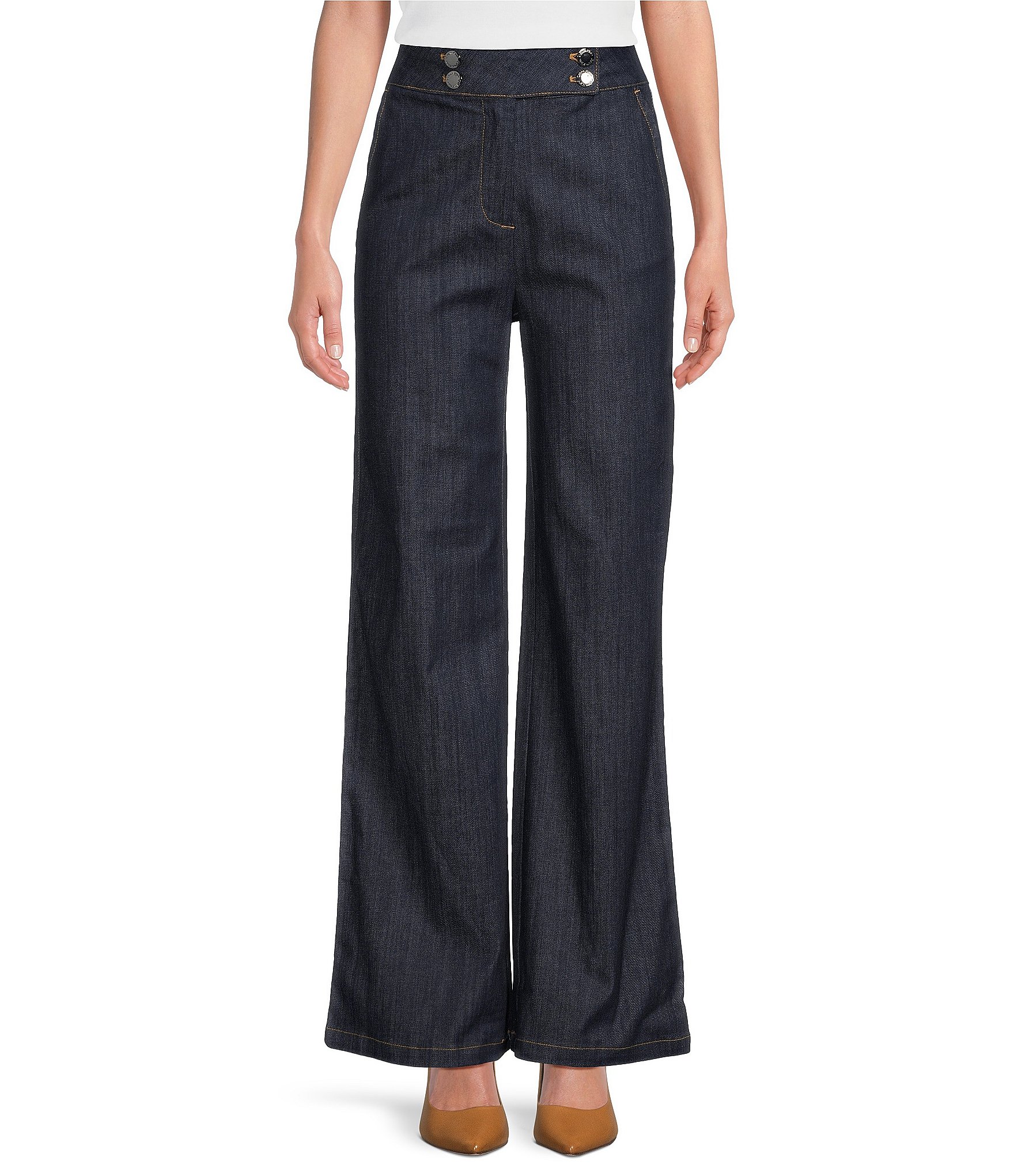 Calvin Klein Wide Leg Denim Pants | Dillard's