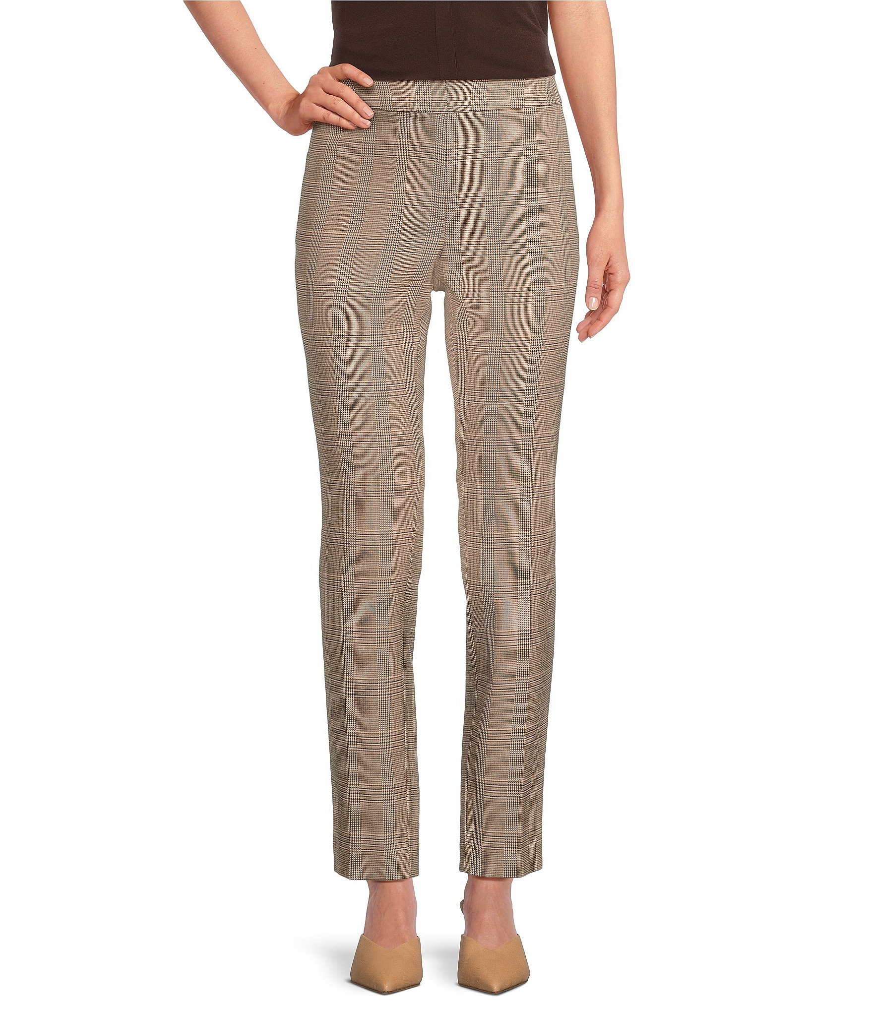 Calvin Klein Woven Plaid Print | Pants Flat Dillard\'s Fit Slim Front