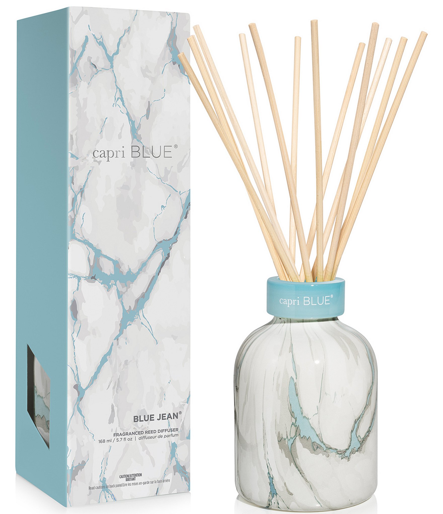 Capri Blue Blue Jean Modern Marble Petite Reed Diffuser, 5.7oz